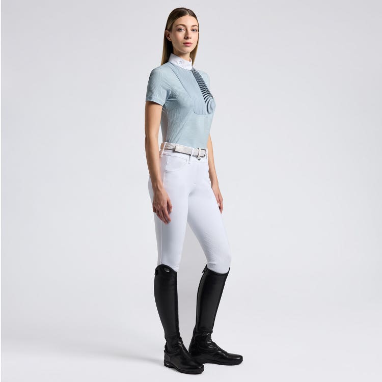 Cavalleria Toscana Camicia Cavalleria Toscana da Competizione da Donna in Jersey Tecnico e bottoni BLUE NEBBIA-1