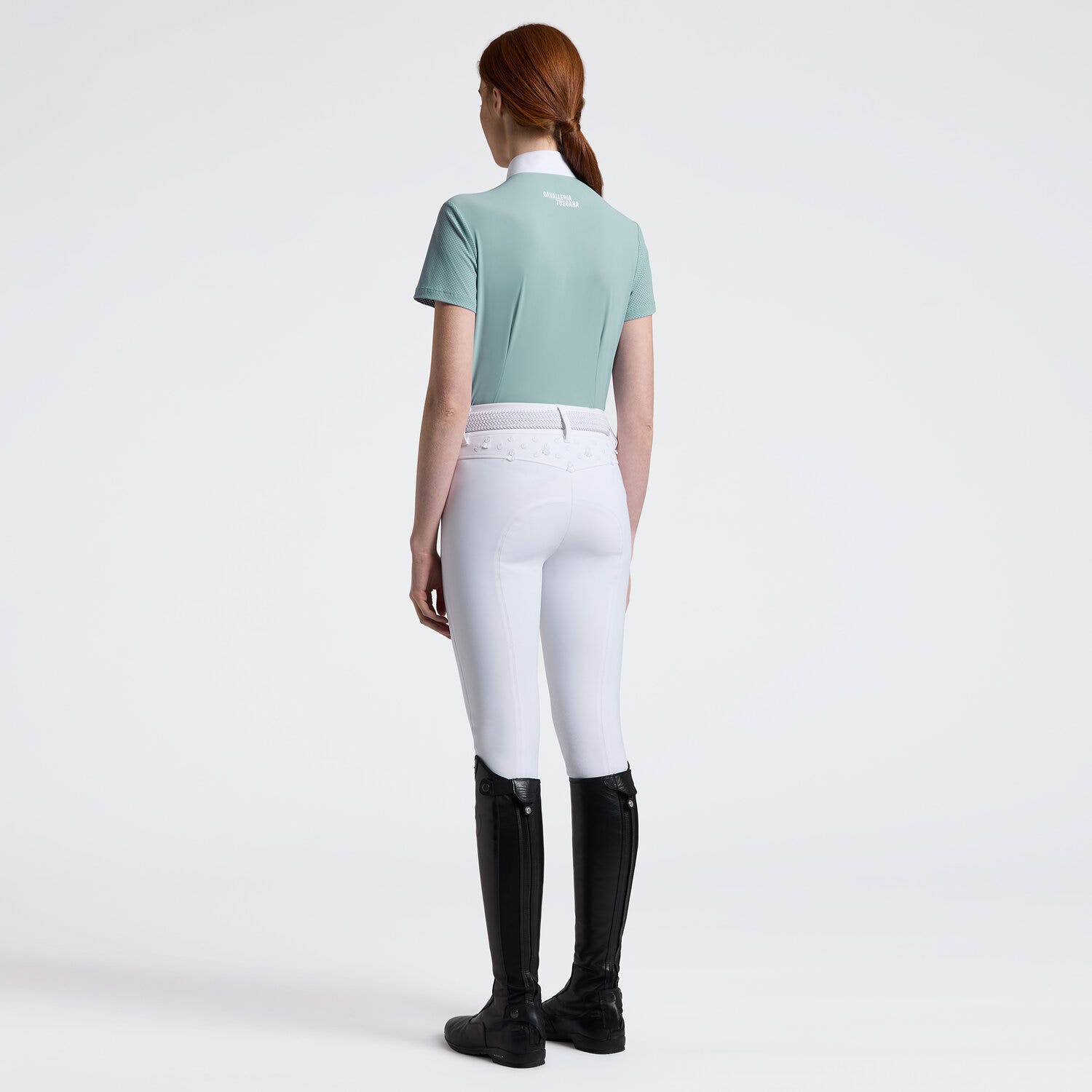 Cavalleria Toscana Cavalleria Toscana Women's Competition shirt in technical jersey with zip LIGHT TEAL GREEN-2