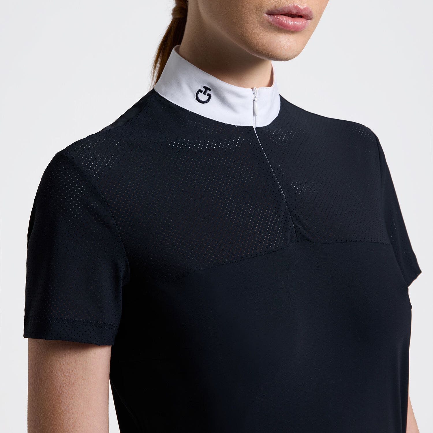 Cavalleria Toscana Cavalleria Toscana Women's Competition shirt in technical jersey with zip NAVY-4