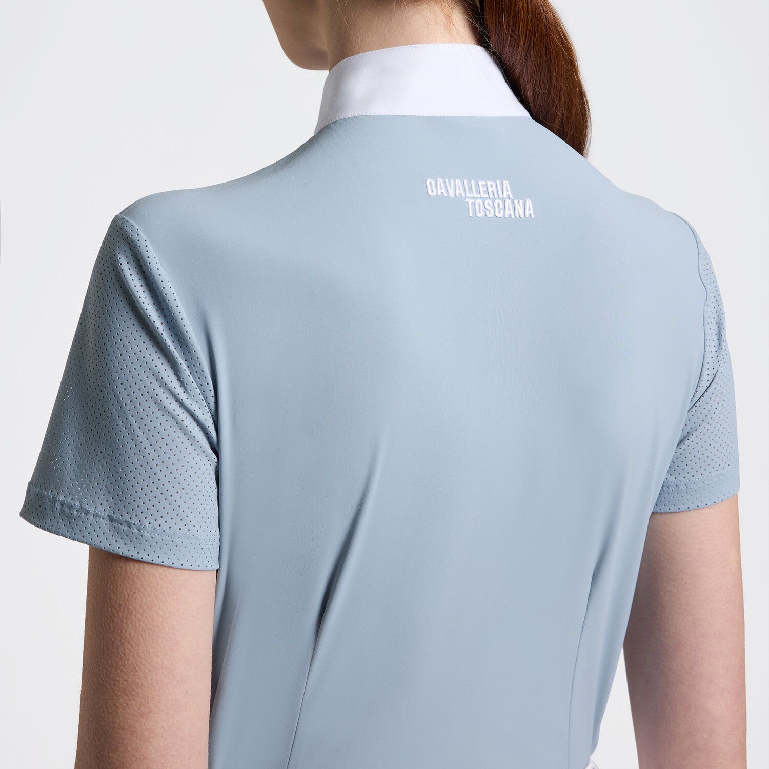 Cavalleria Toscana Cavalleria Toscana Women's Competition shirt in technical jersey with zip BLUE FOG-4