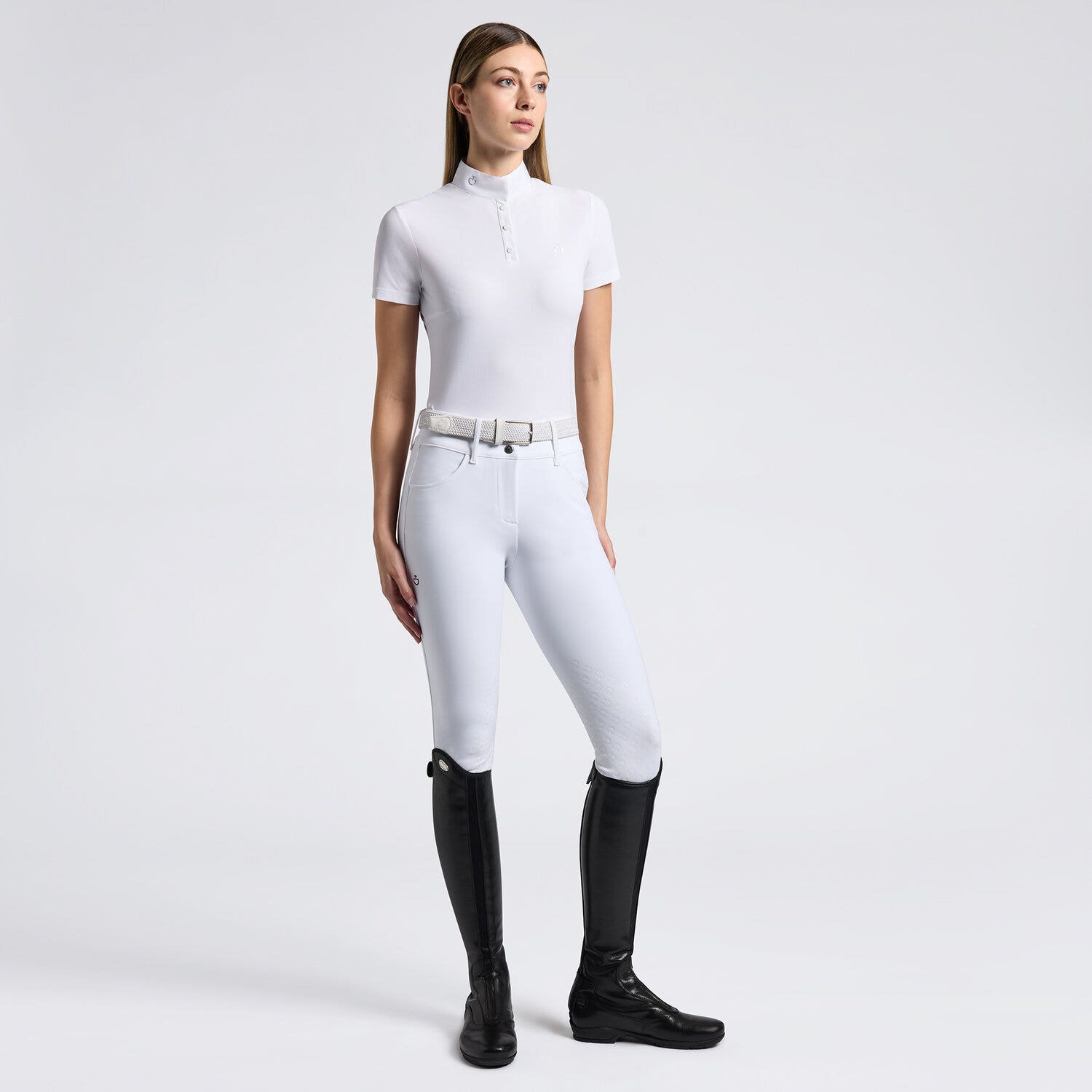 Cavalleria Toscana Cavalleria Toscana Women's Competition shirt in technical jersey with buttons WHITE-1