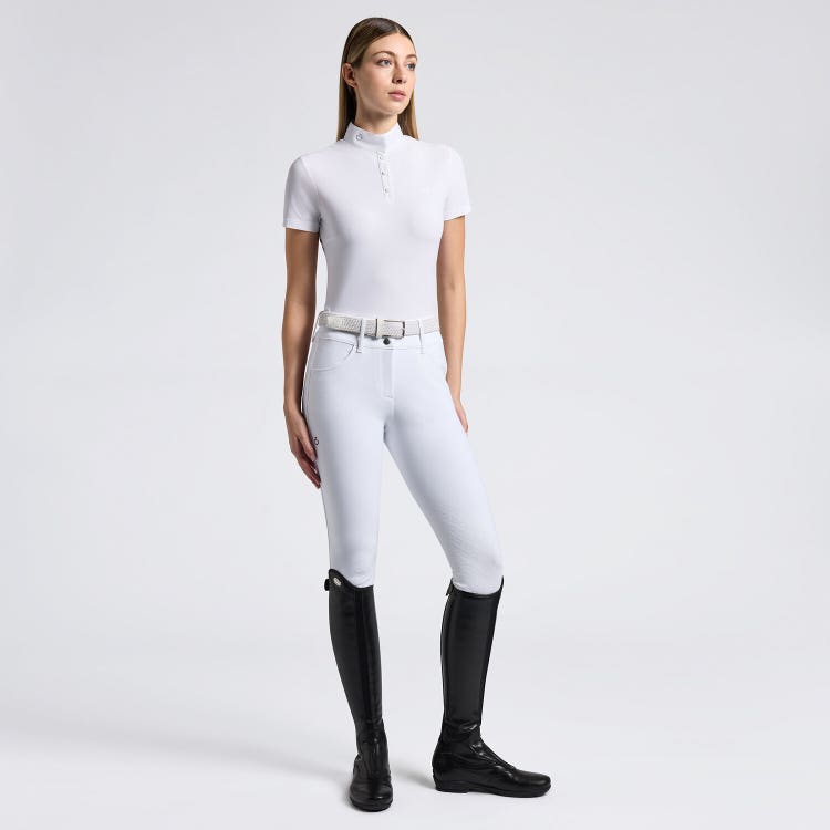 Cavalleria Toscana Camicia Cavalleria Toscana da Competizione da Donna in Jersey Tecnico e bottoni WHITE-1