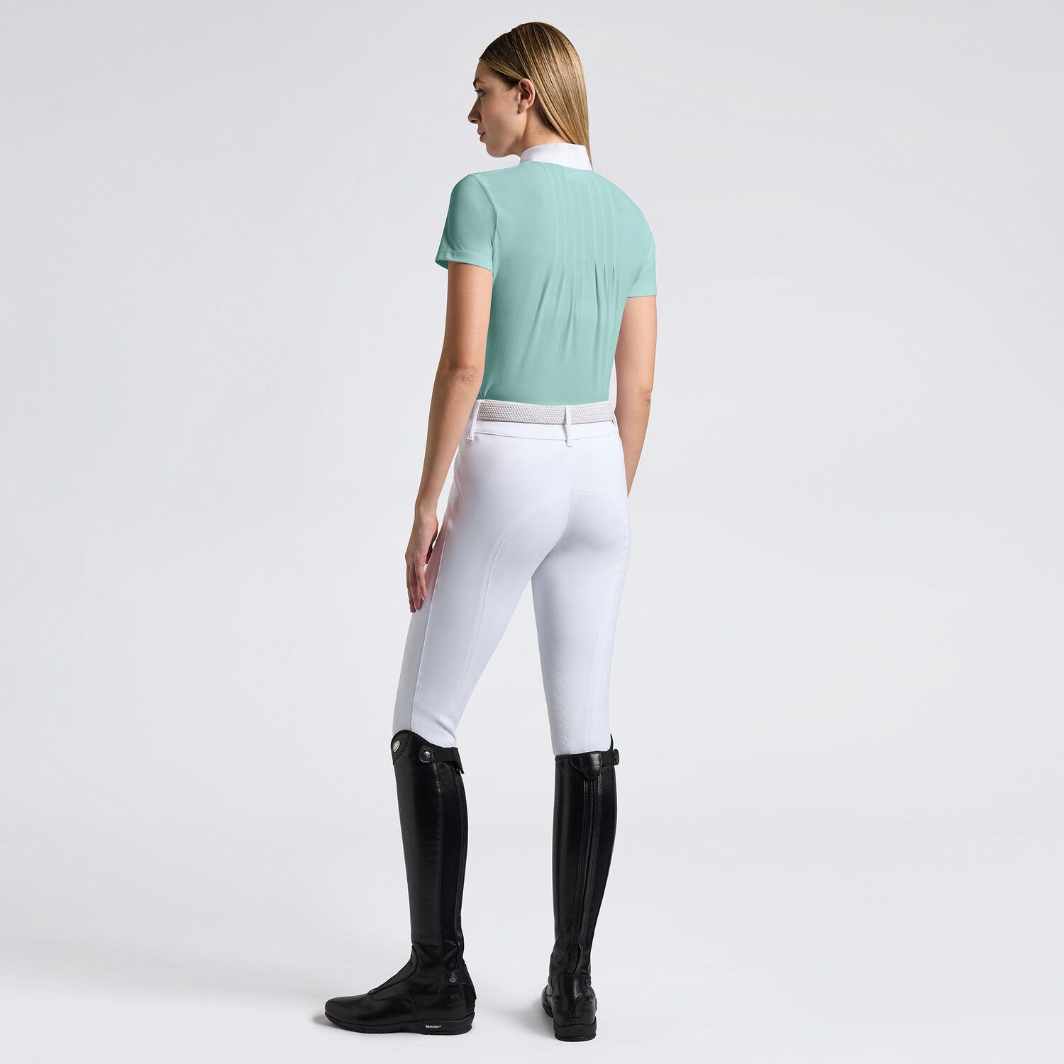 Cavalleria Toscana Cavalleria Toscana Women's Competition shirt in technical jersey with buttons LIGHT TEAL GREEN-2