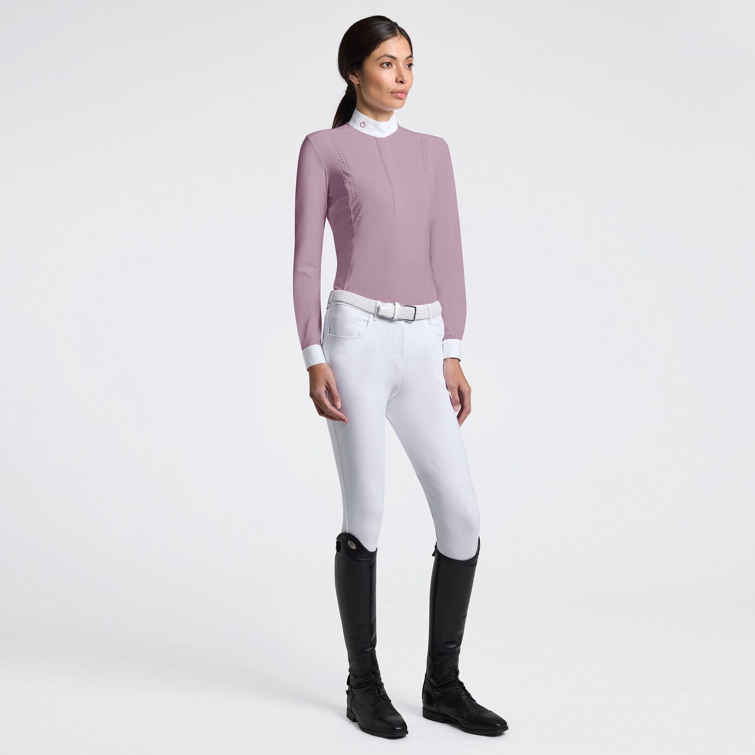 Cavalleria Toscana Women's Long Sleeve Competition Shirt with Laser-Cut Inserts