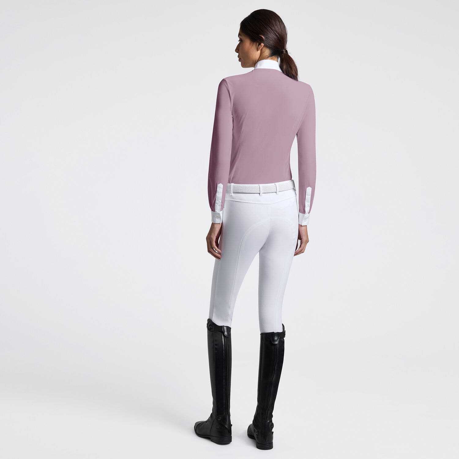 Cavalleria Toscana Cavalleria Toscana Women's Long Sleeve Competition Shirt with Laser-Cut Inserts GRAPE SHAKE-2