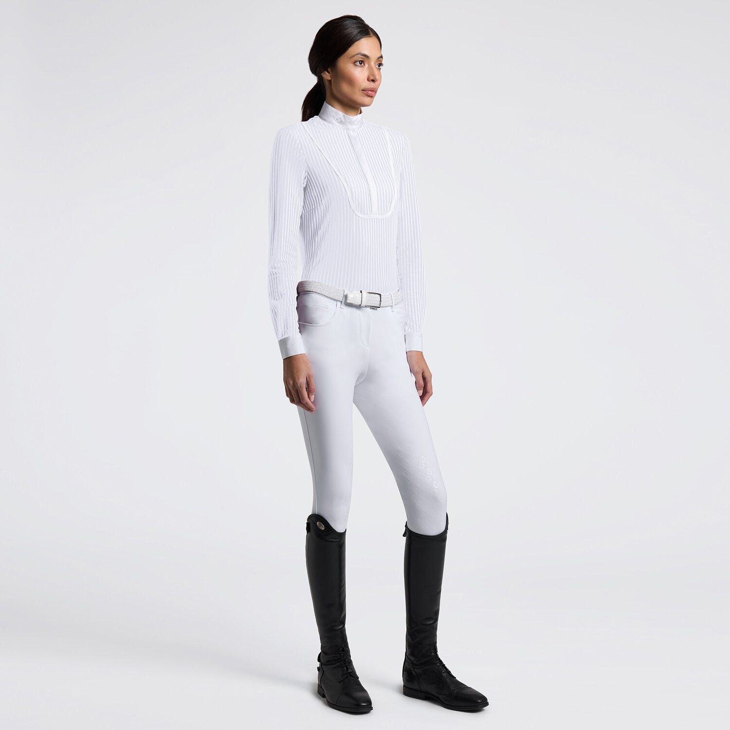 Cavalleria Toscana Women’s Long Sleeve Competition Shirt with Striped Pattern