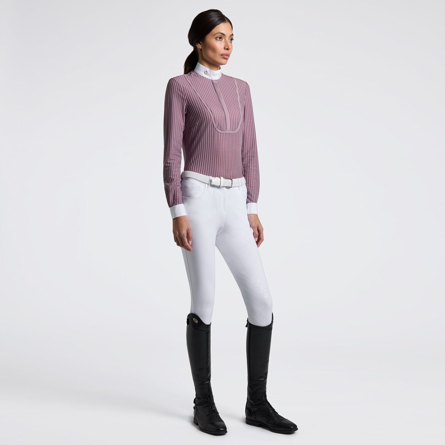 Cavalleria Toscana Women’s Long Sleeve Competition Shirt with Striped Pattern