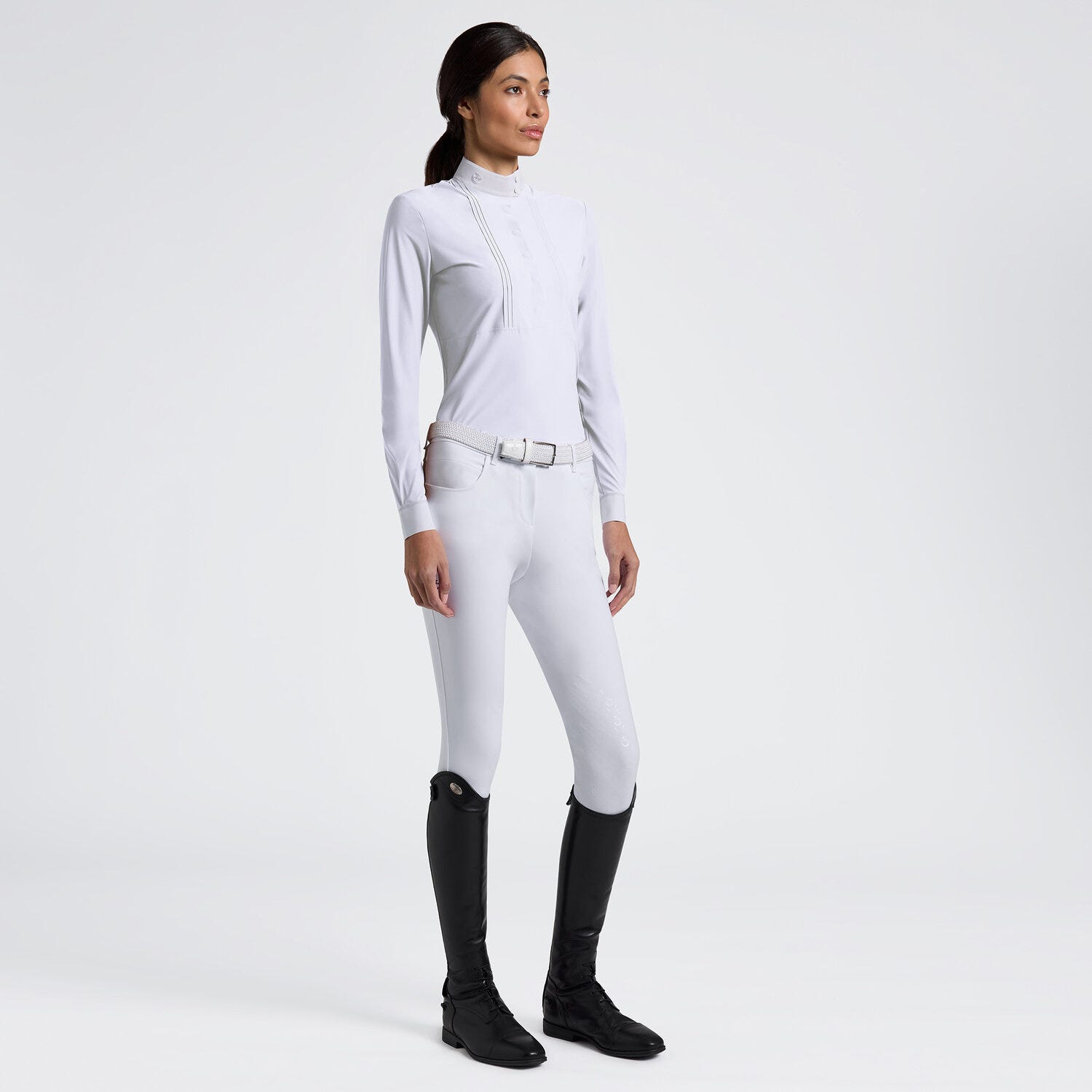 Cavalleria Toscana Women's Long Sleeve Bib Competition Shirt with Heat-Sealed Details