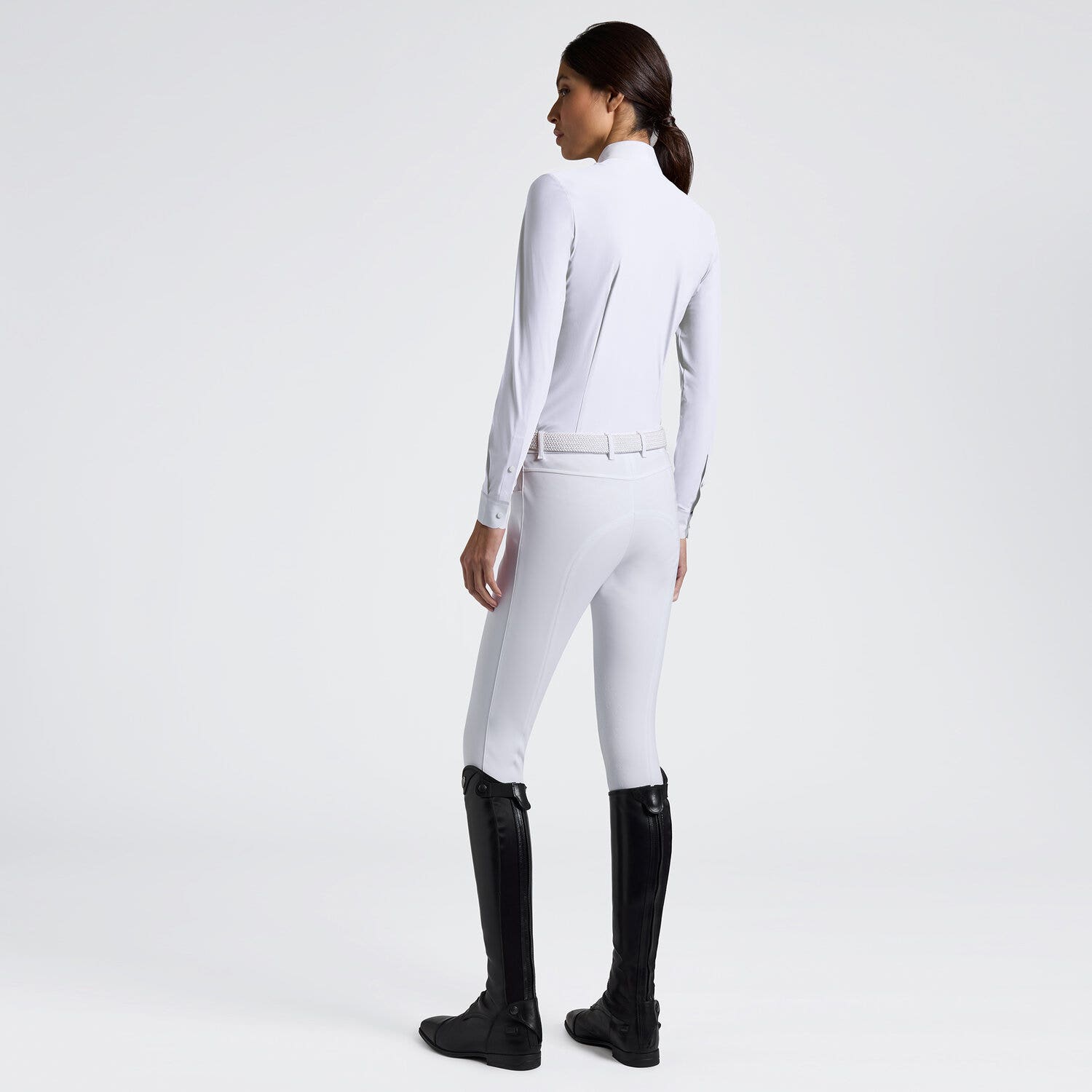 Cavalleria Toscana Cavalleria Toscana Women's Long Sleeve Bib Competition Shirt with Heat-Sealed Details WHITE-2