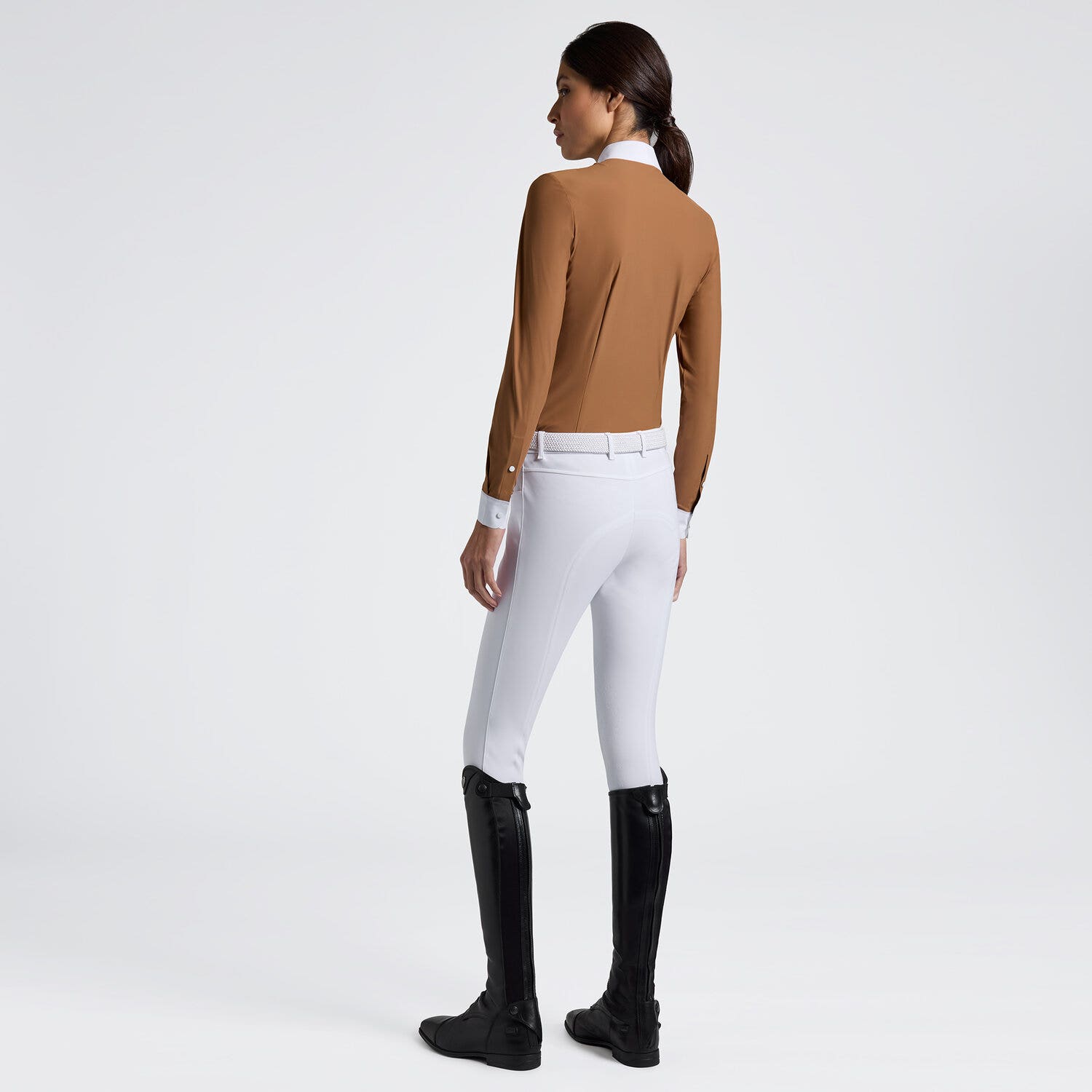 Cavalleria Toscana Cavalleria Toscana Women's Long Sleeve Bib Competition Shirt with Heat-Sealed Details CAMEL-2