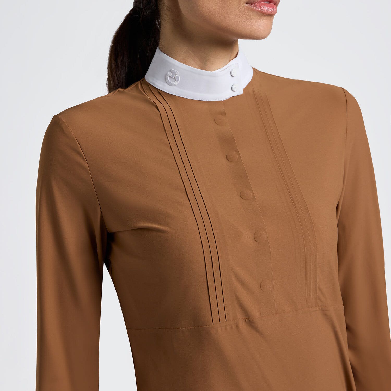 Cavalleria Toscana Cavalleria Toscana Women's Long Sleeve Bib Competition Shirt with Heat-Sealed Details CAMEL-3