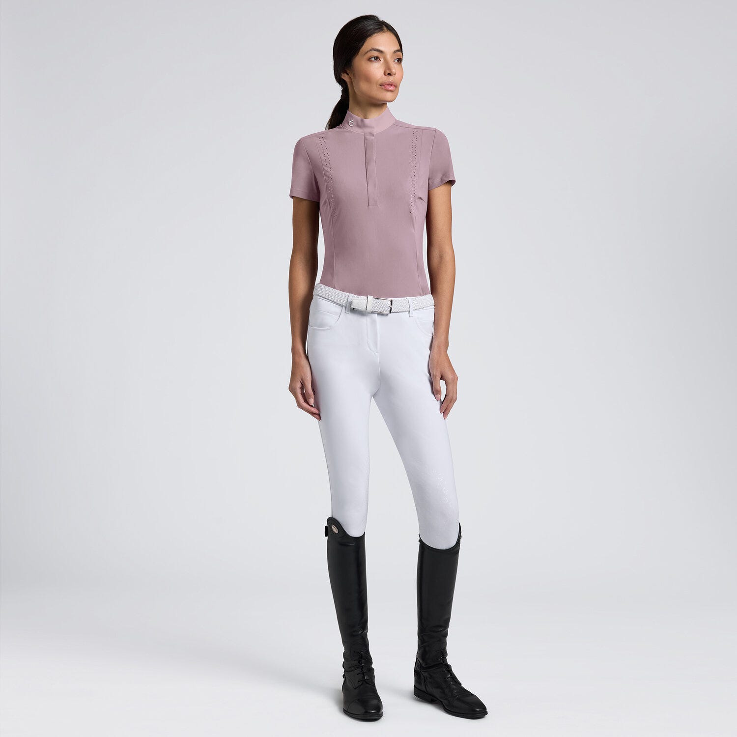 Cavalleria Toscana Women’s Short Sleeve Jersey Competition Shirt with Laser-Cut Inserts