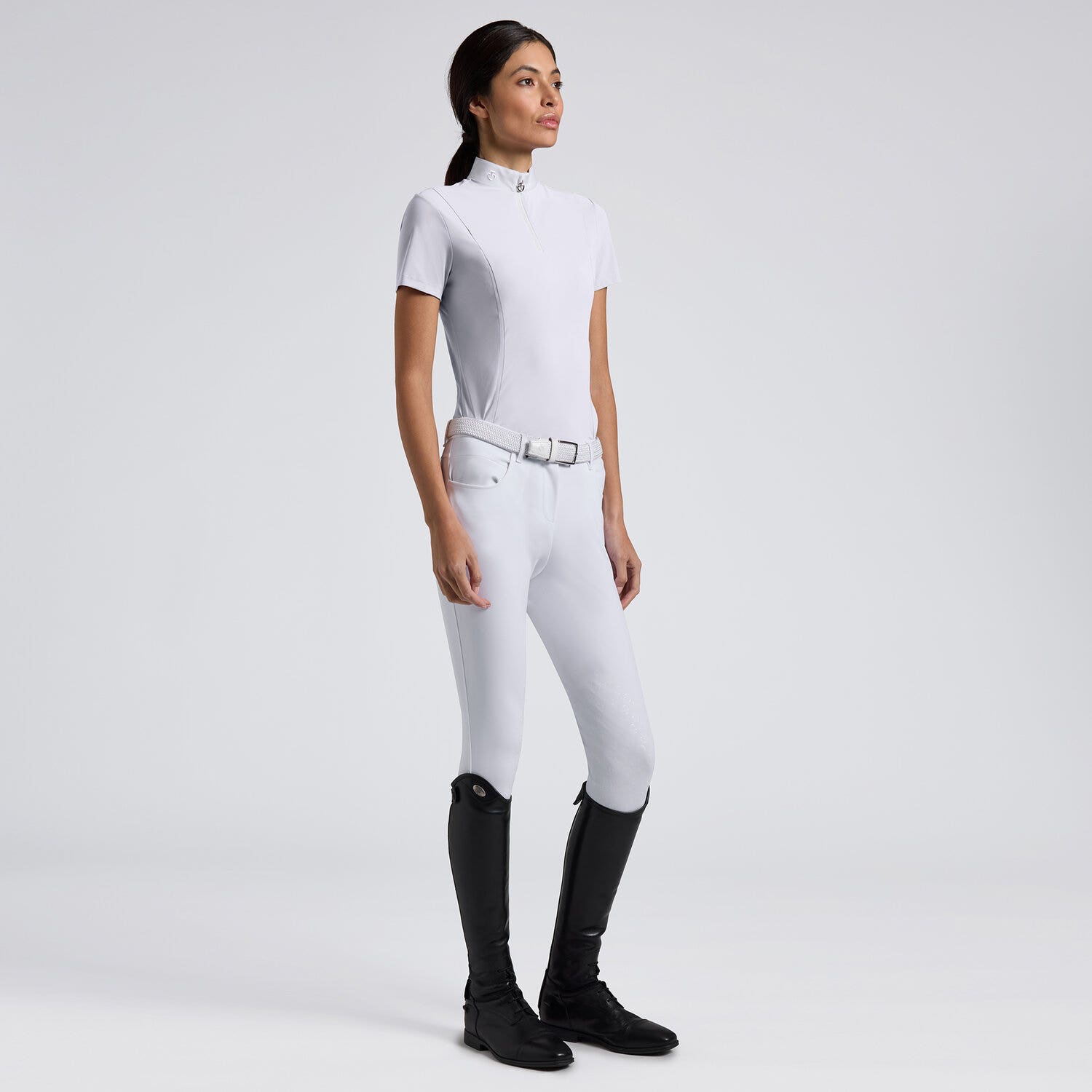 Cavalleria Toscana Cavalleria Toscana Women’s Short Sleeve Jersey Competition Shirt with Mesh Inserts WHITE-1