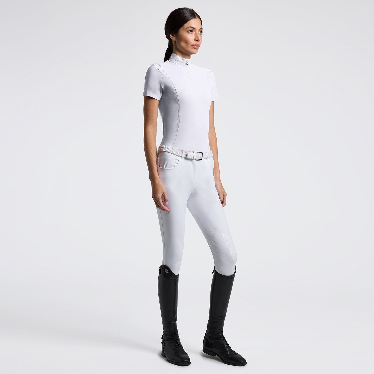 Cavalleria Toscana Cavalleria Toscana Women’s Short Sleeve Jersey Competition Shirt with Mesh Inserts WHITE-2