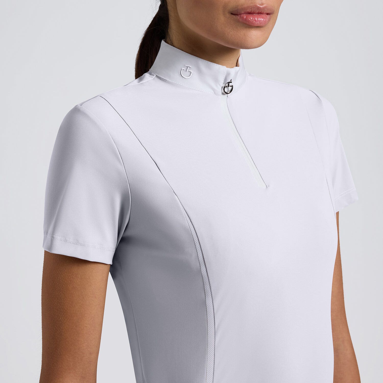 Cavalleria Toscana Cavalleria Toscana Women’s Short Sleeve Jersey Competition Shirt with Mesh Inserts WHITE-3