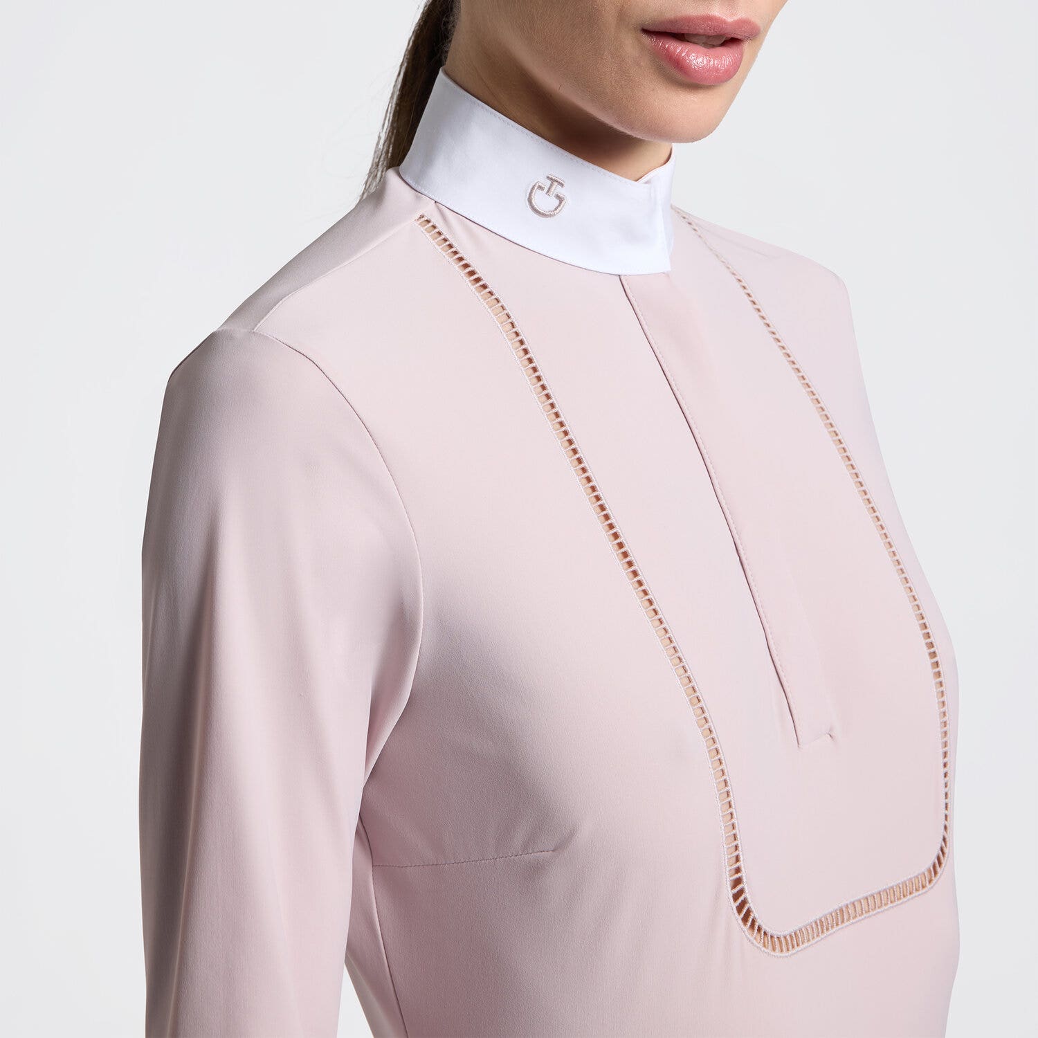 Cavalleria Toscana Women's Long Sleeve Riding Shirt with Embroidery | Cavalleria Toscana VIOLET ICE-3