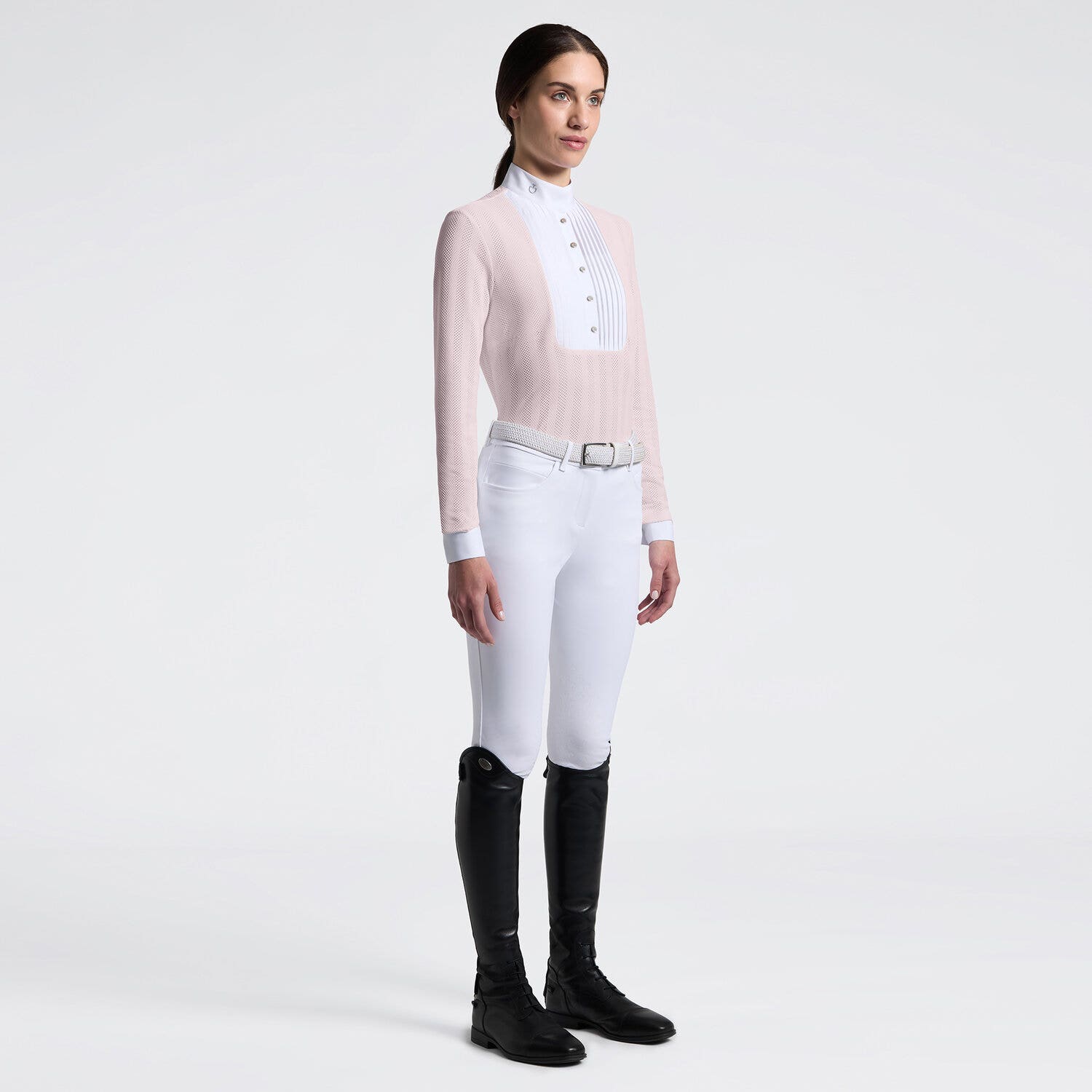 Cavalleria Toscana Women's Long Sleeve Riding Shirt in Jersey | Cavalleria Toscana VIOLET ICE/ WHITE-1