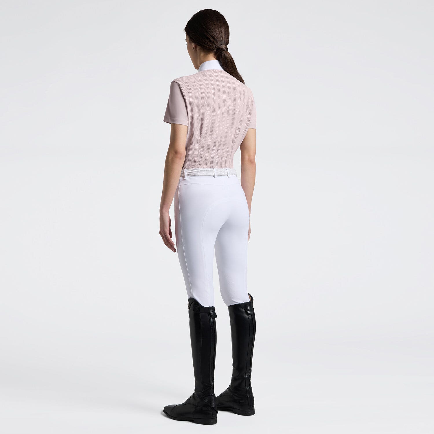 Cavalleria Toscana Women's Short Sleeve Perforated Riding Shirt with Half Zip | Cavalleria Toscana VIOLET ICE/ WHITE-2