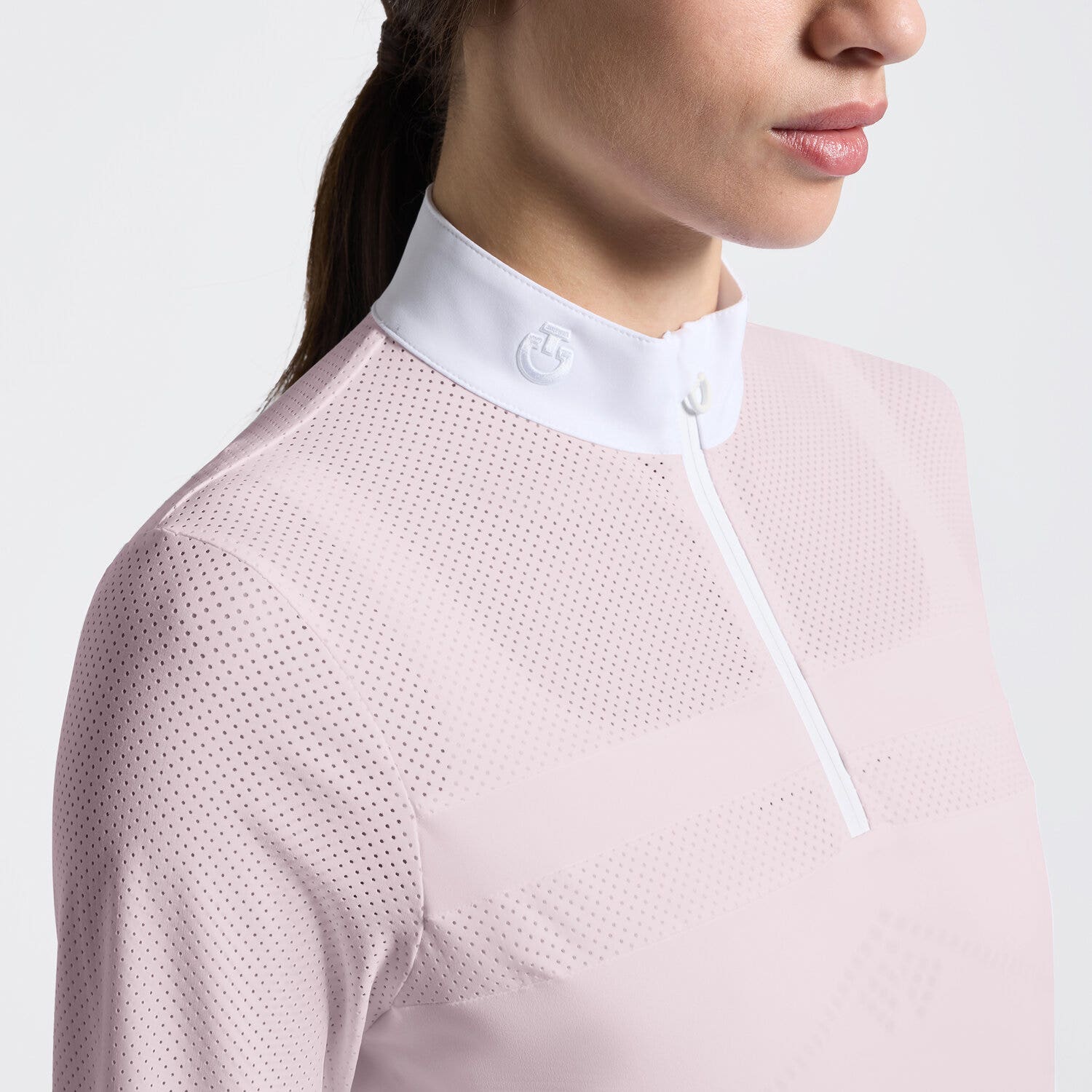 Cavalleria Toscana Women's Competition Shirt with Half-Zip and Perforated Sleeves | Cavalleria Toscana VIOLET ICE-3