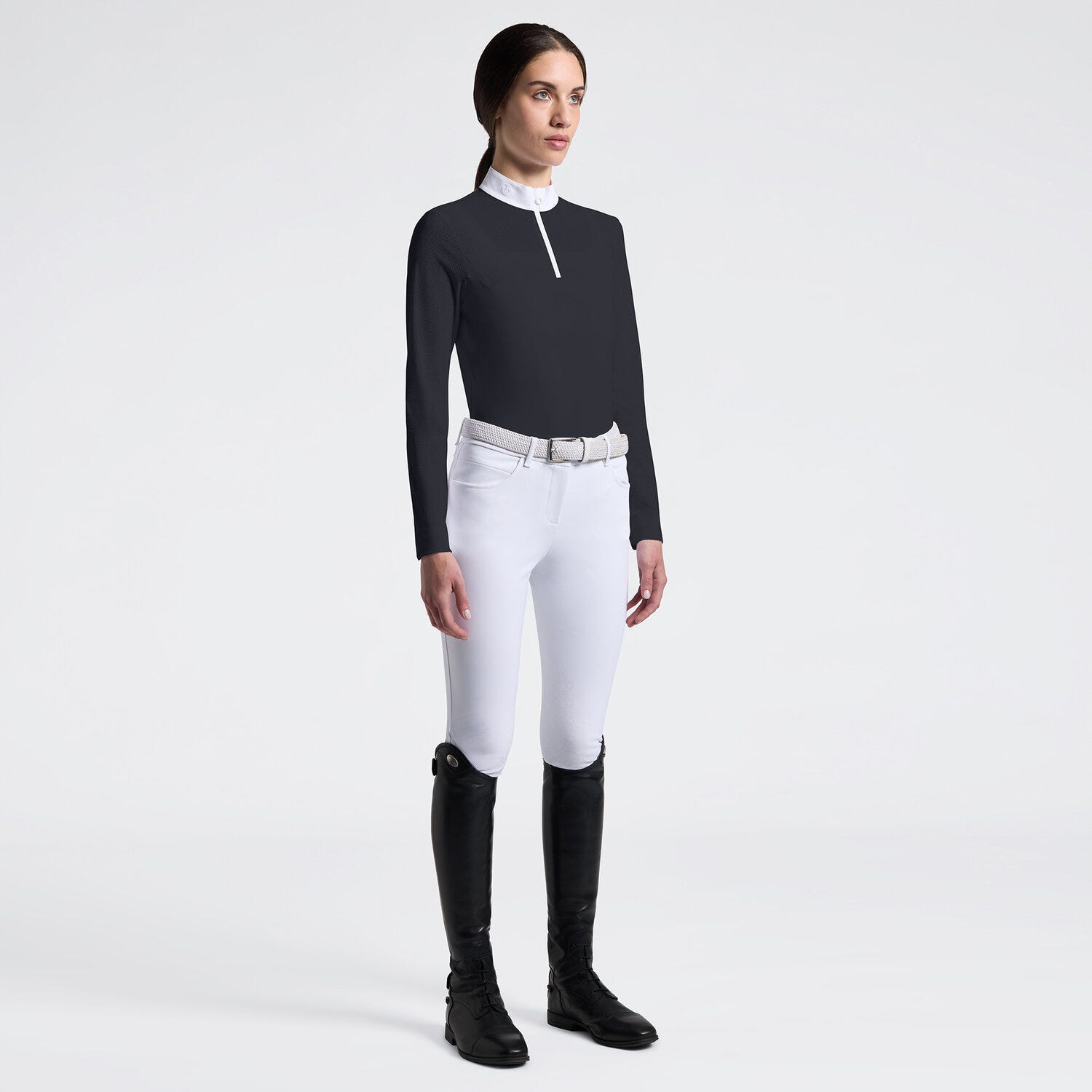 Women's Competition Shirt with Half-Zip and Perforated Sleeves | Cavalleria Toscana