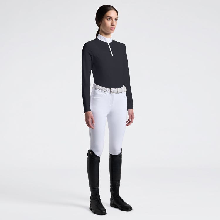 Women's Competition Shirt with Half-Zip and Perforated Sleeves | Cavalleria Toscana