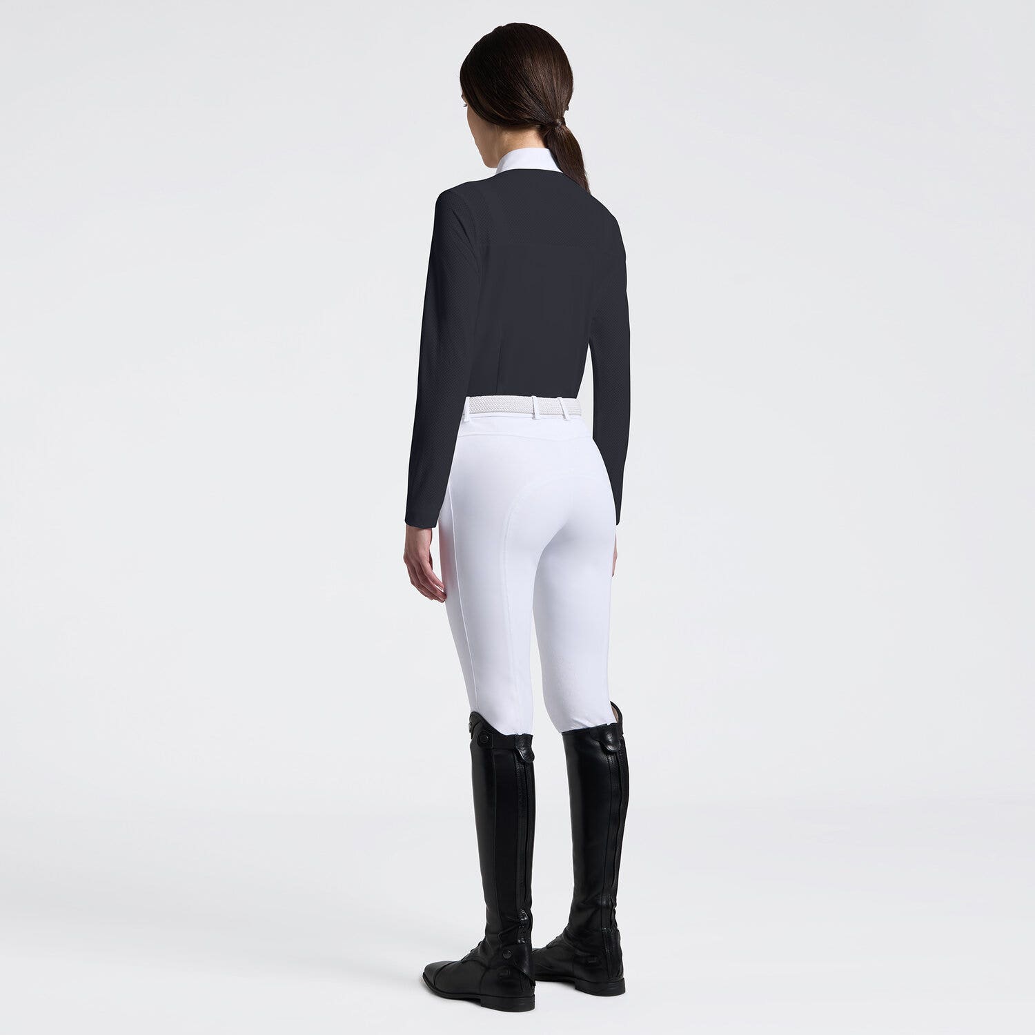 Cavalleria Toscana Women's Competition Shirt with Half-Zip and Perforated Sleeves | Cavalleria Toscana CHARCOAL-2