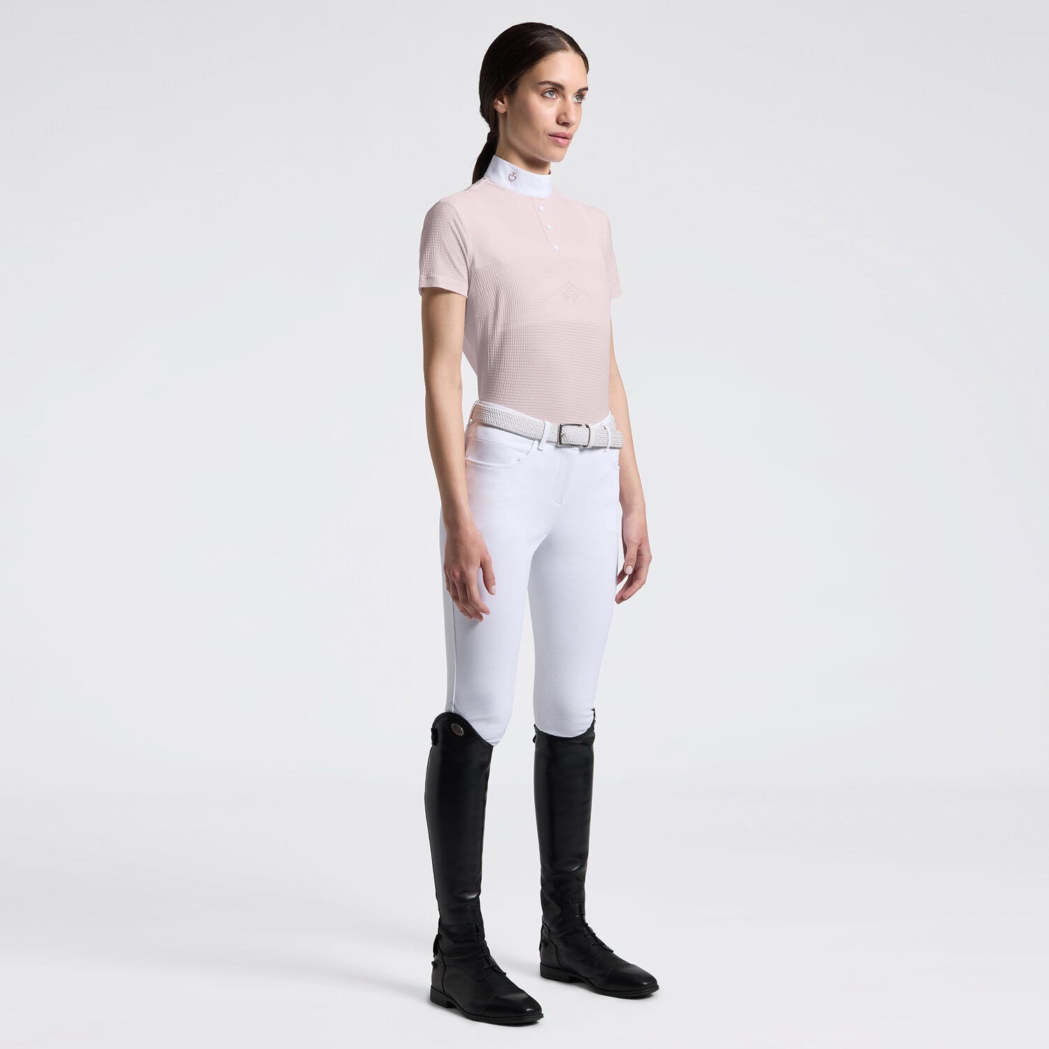 Cavalleria Toscana Women's Short Sleeve Riding Shirt in Jersey | Cavalleria Toscana VIOLET ICE-1