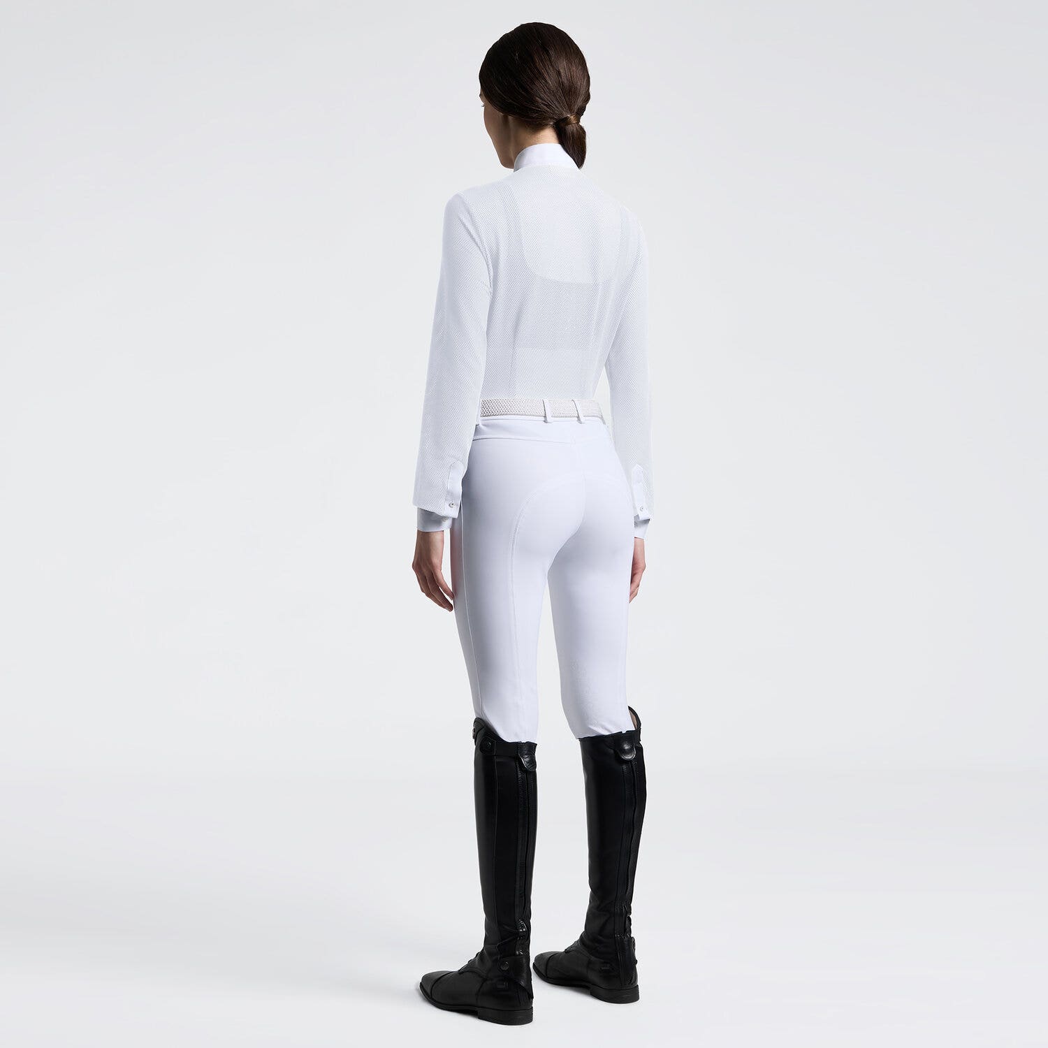 Cavalleria Toscana Women's Long-Sleeve Perforated Competition Shirt | Cavalleria Toscana WHITE-2