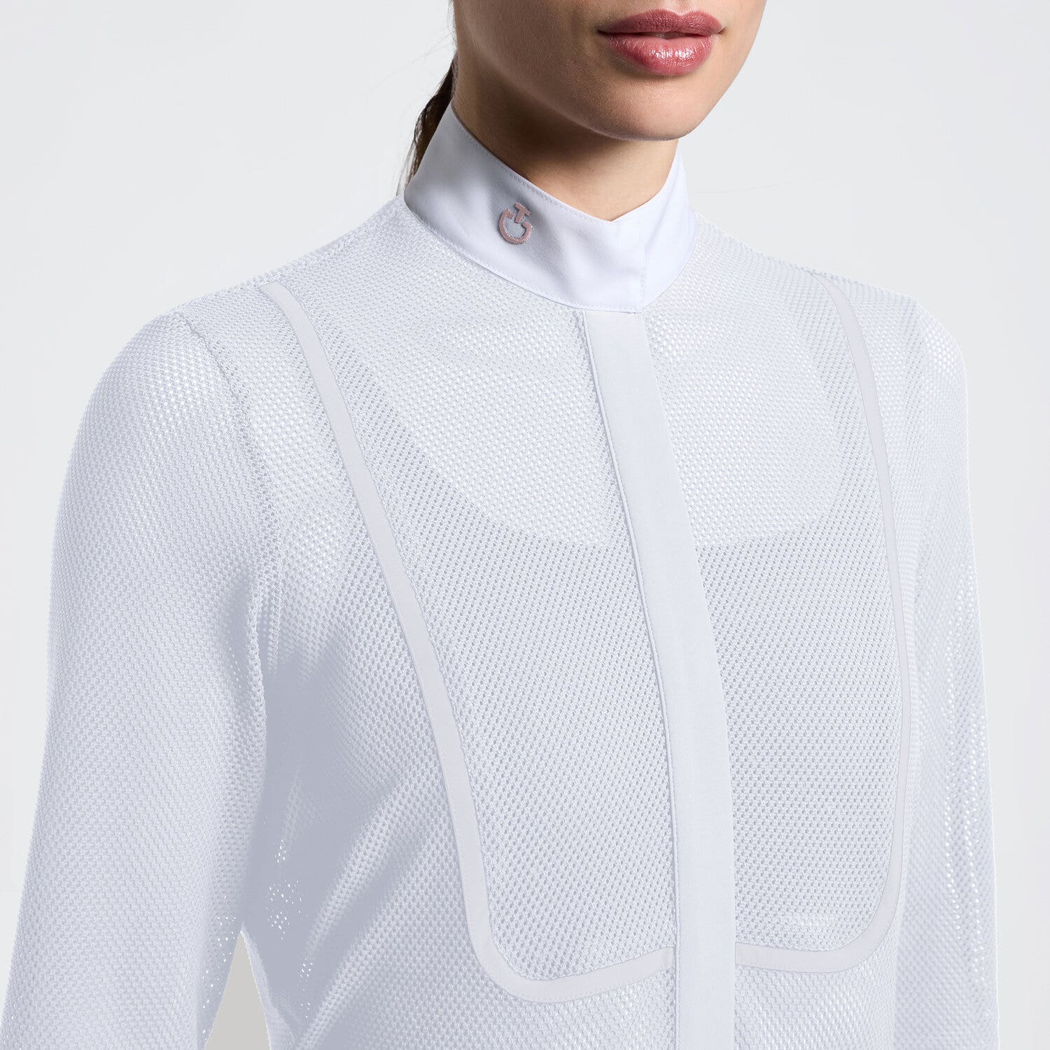 Cavalleria Toscana Women's Long-Sleeve Perforated Competition Shirt | Cavalleria Toscana WHITE-3