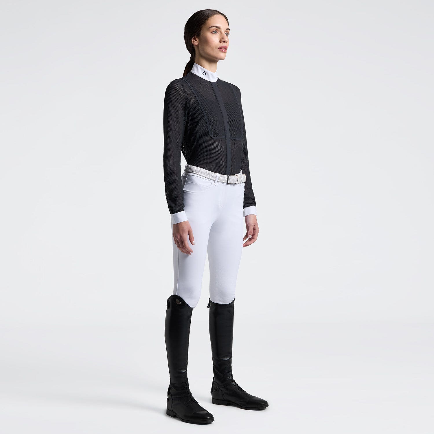 Cavalleria Toscana Women's Long-Sleeve Perforated Competition Shirt | Cavalleria Toscana CHARCOAL-1