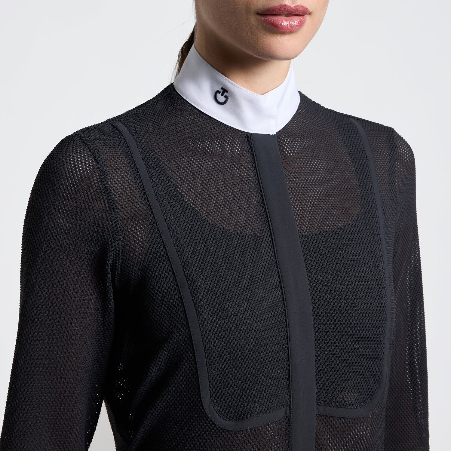 Cavalleria Toscana Women's Long-Sleeve Perforated Competition Shirt | Cavalleria Toscana CHARCOAL-3