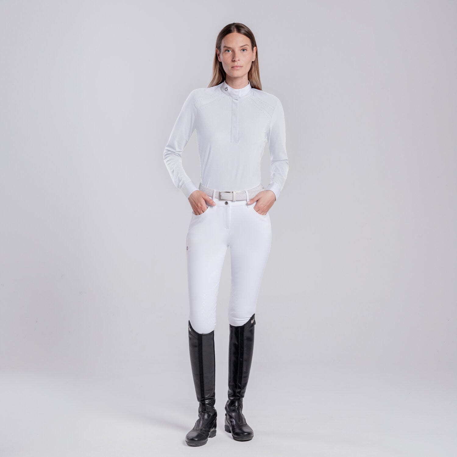 CAMICIA DA CONCORSO CON INSERTI PERFORATI DA DONNA
