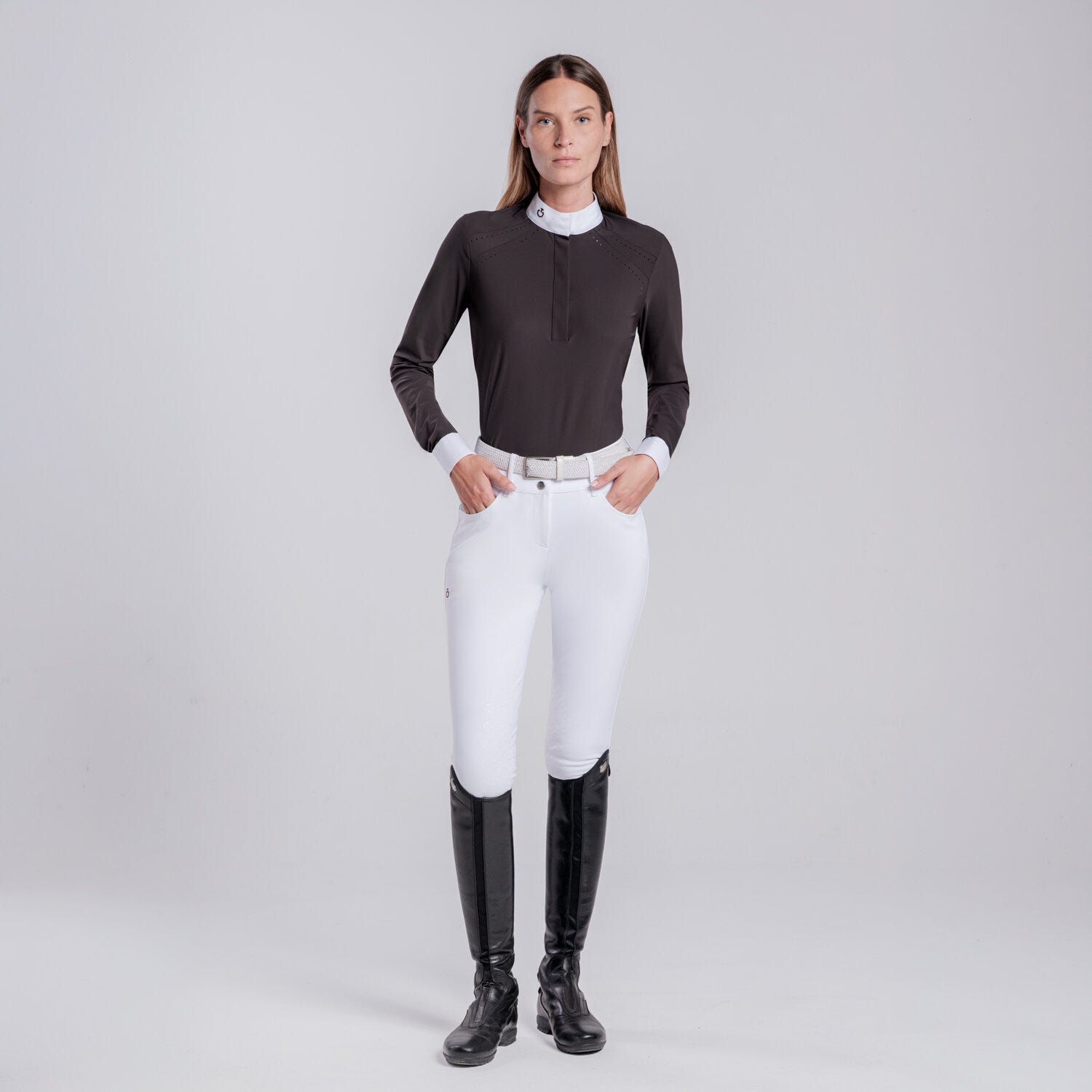 CAMICIA DA CONCORSO CON INSERTI PERFORATI DA DONNA