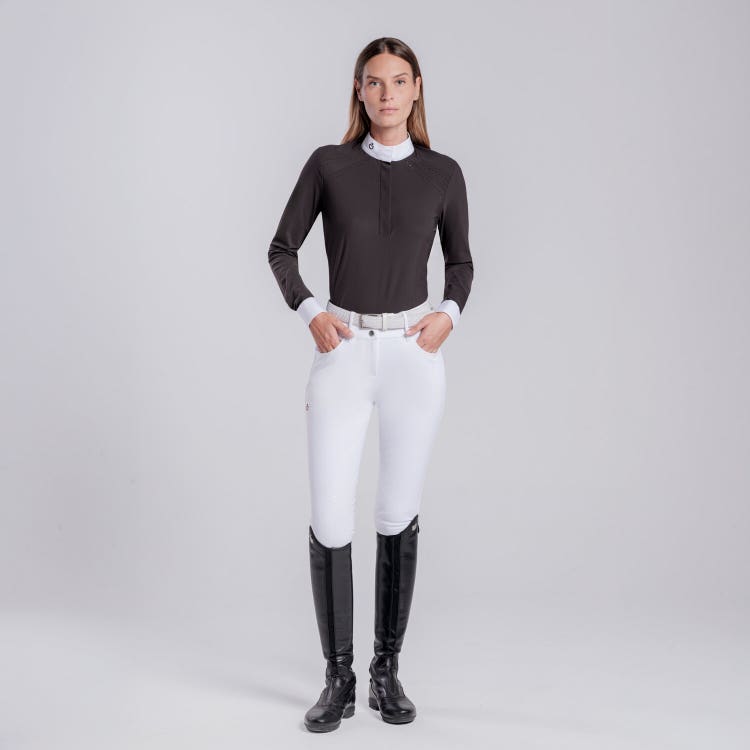 CAMICIA DA CONCORSO CON INSERTI PERFORATI DA DONNA