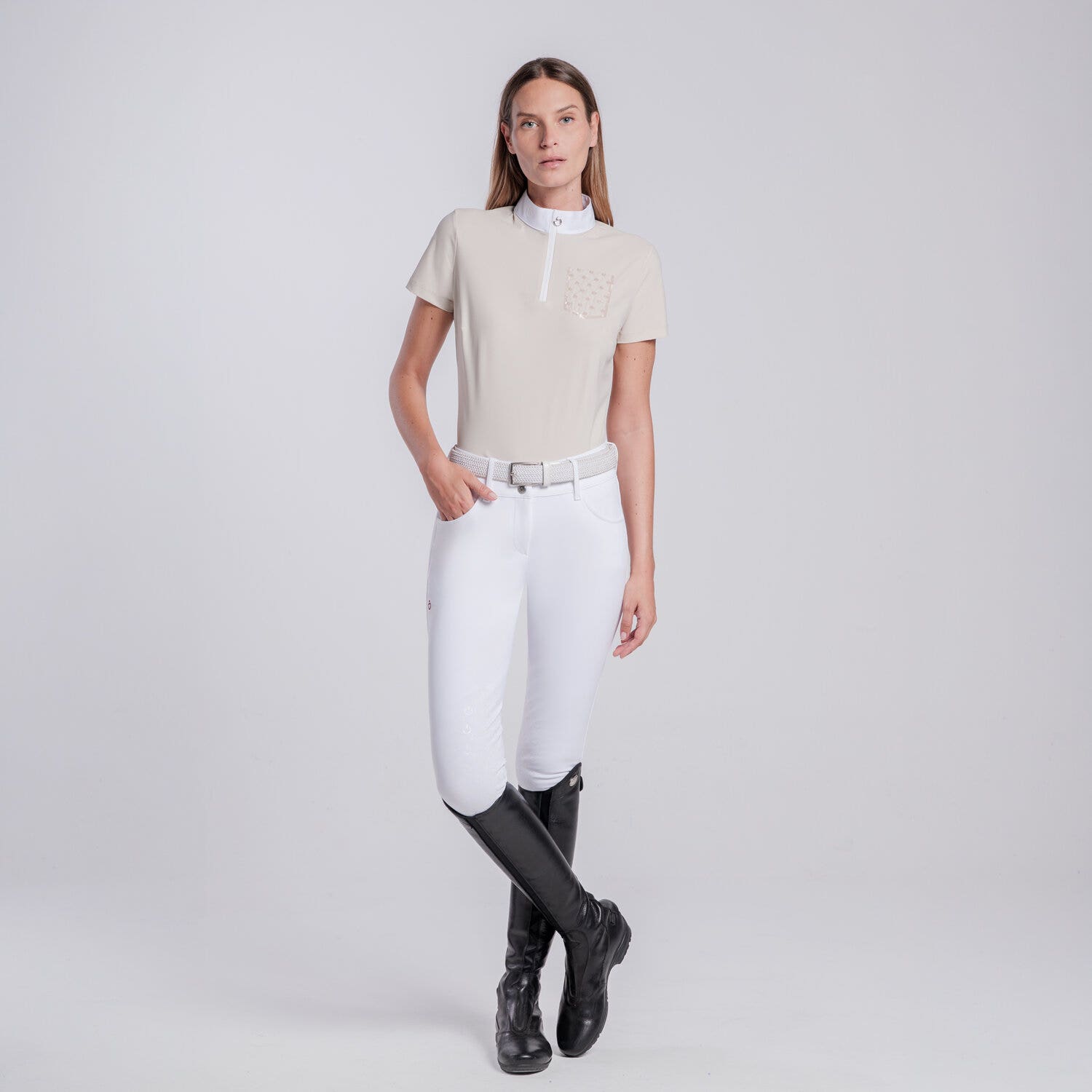 Cavalleria Toscana Women’s competition shirt with sequin pocket RAINY DAY-1
