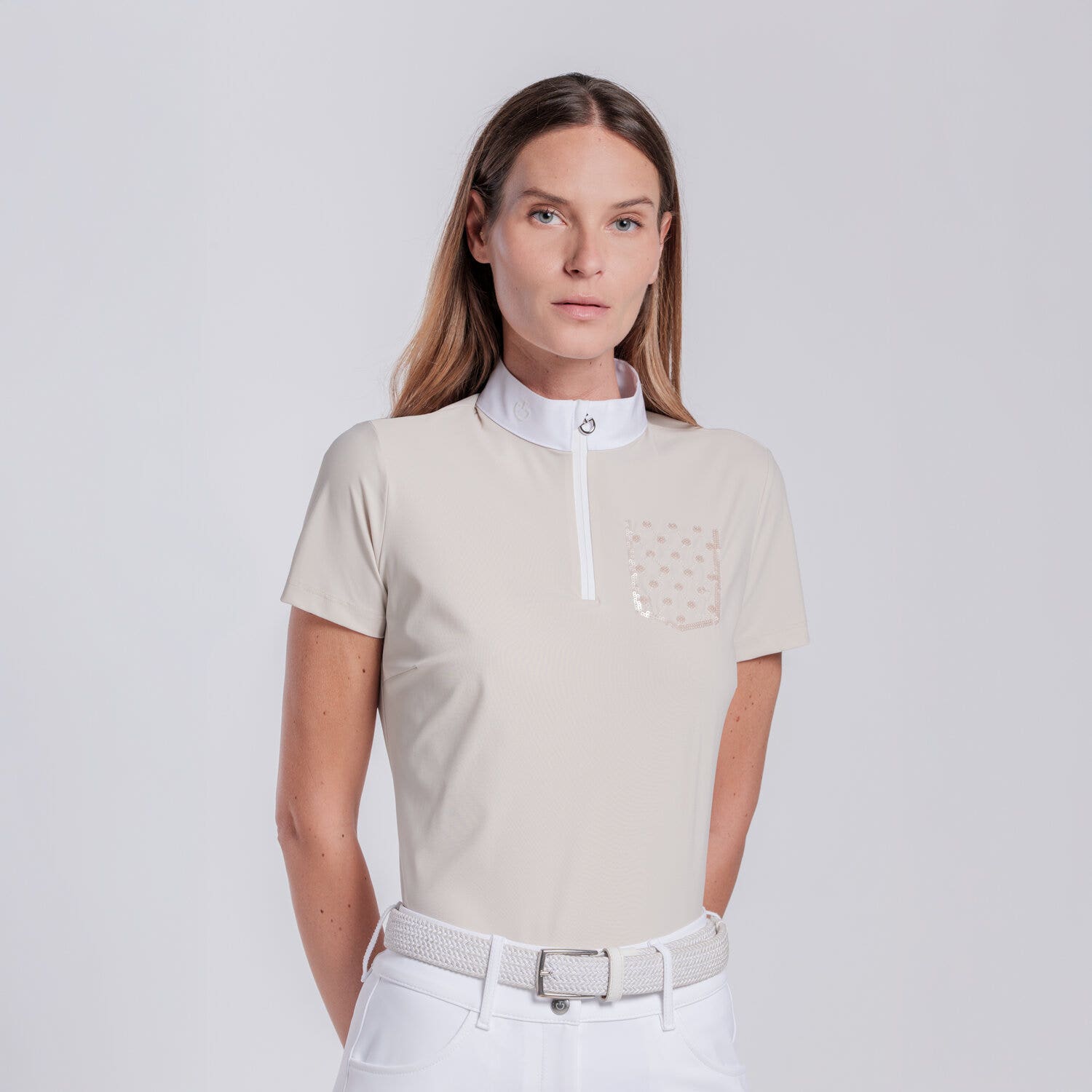 Cavalleria Toscana Women’s competition shirt with sequin pocket RAINY DAY-2