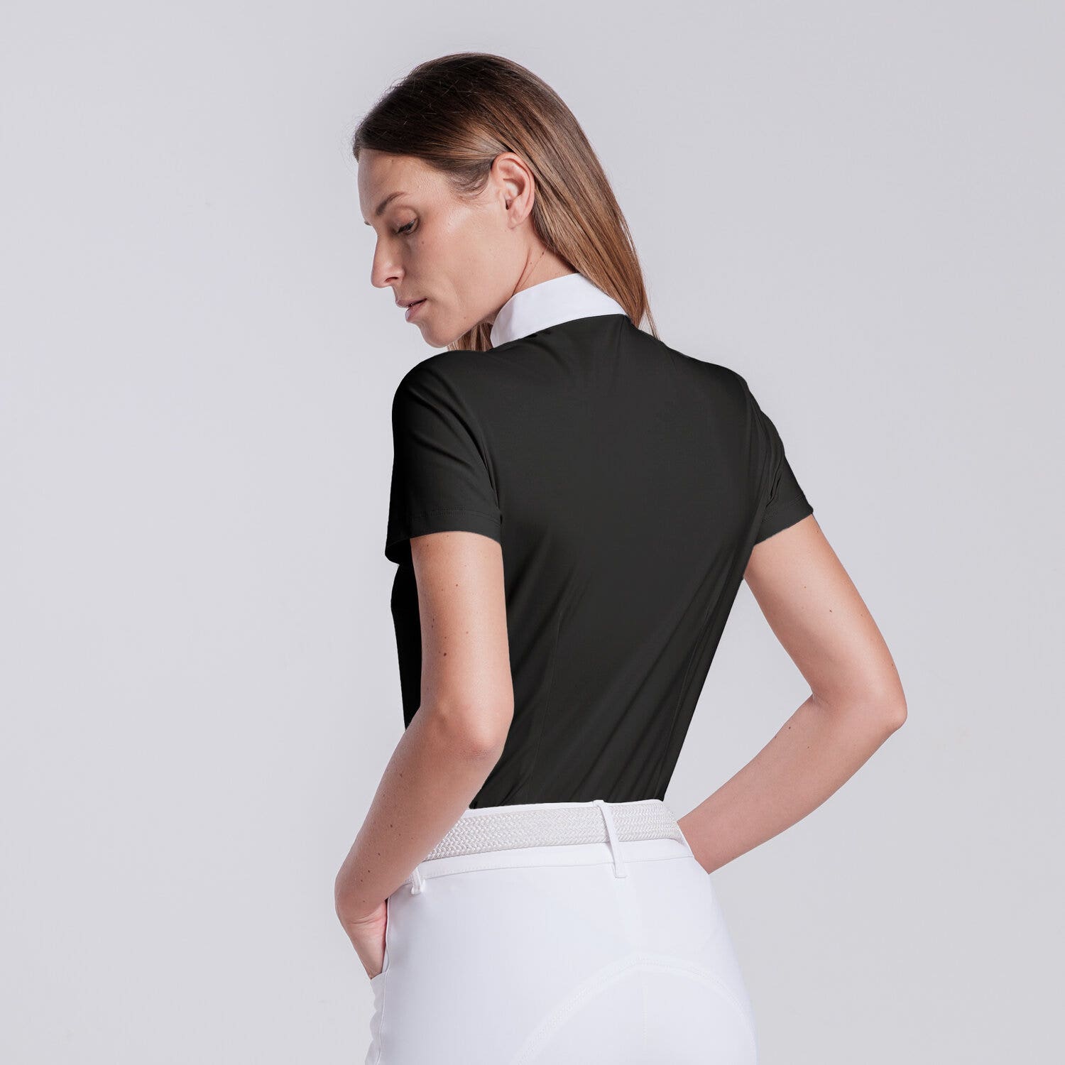 Cavalleria Toscana Women’s competition shirt with sequin pocket BLACK-3