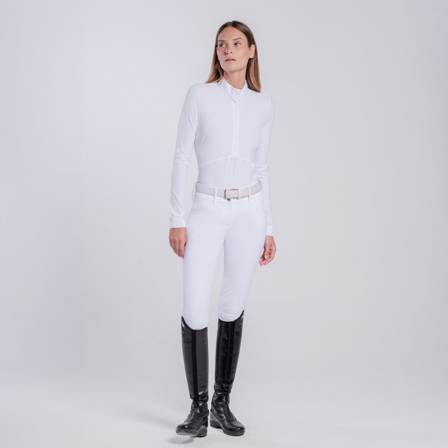 Cavalleria Toscana CAMICIA DA CONCORSO CON INSERTI DA DONNA WHITE/KNIT-1