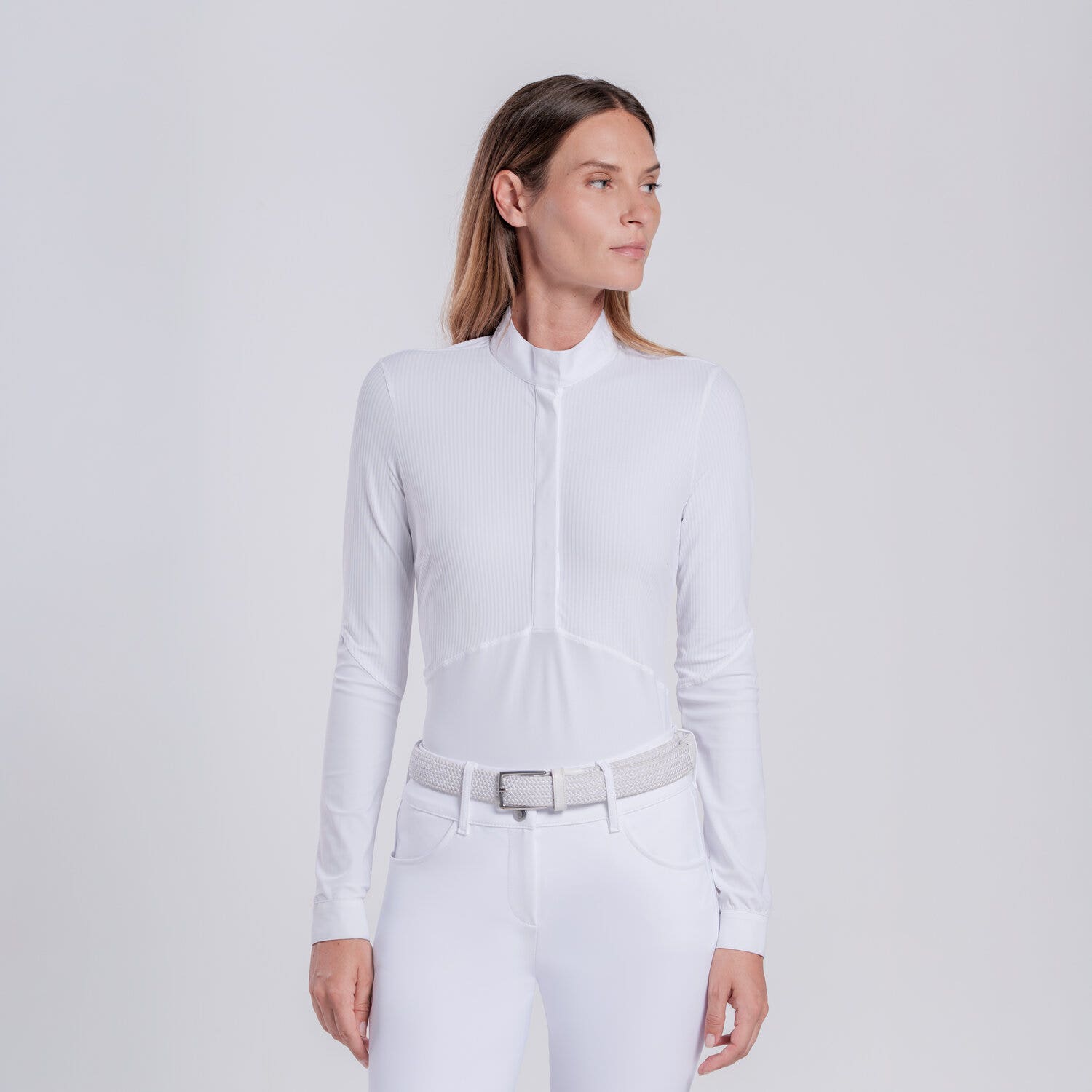 Cavalleria Toscana CAMICIA DA CONCORSO CON INSERTI DA DONNA WHITE/KNIT-2