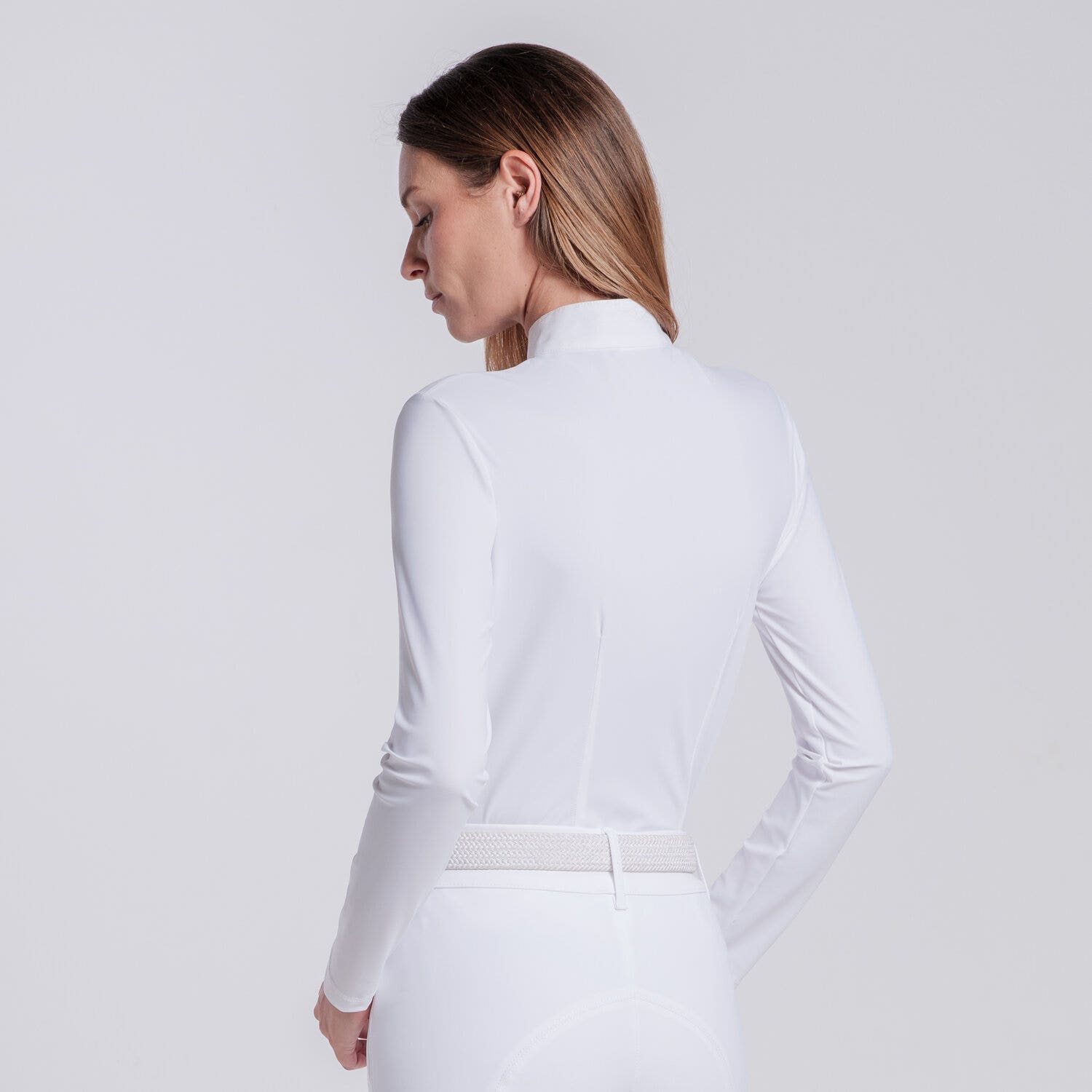 Cavalleria Toscana Women’s competition shirt with sequin bib WHITE-3
