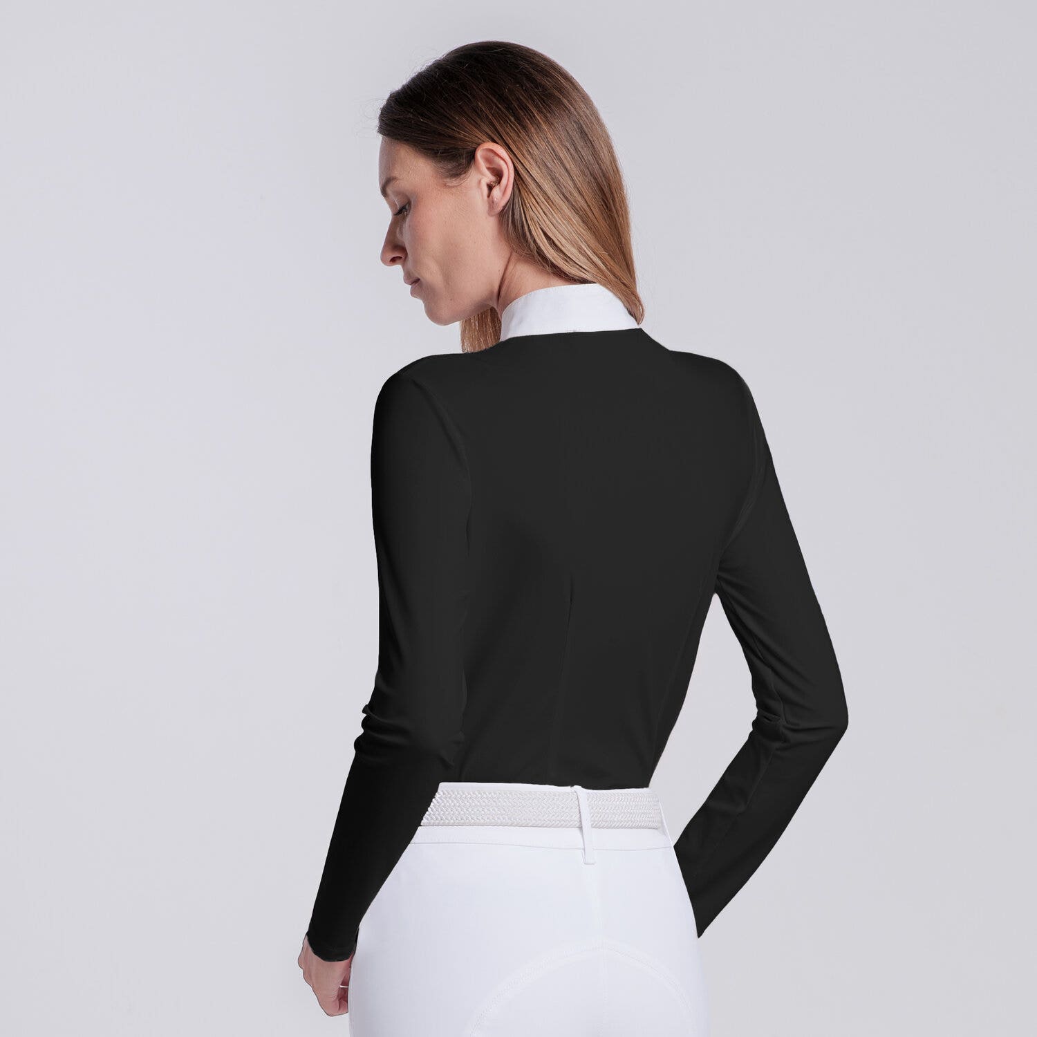 Cavalleria Toscana Women’s competition shirt with sequin bib BLACK-3