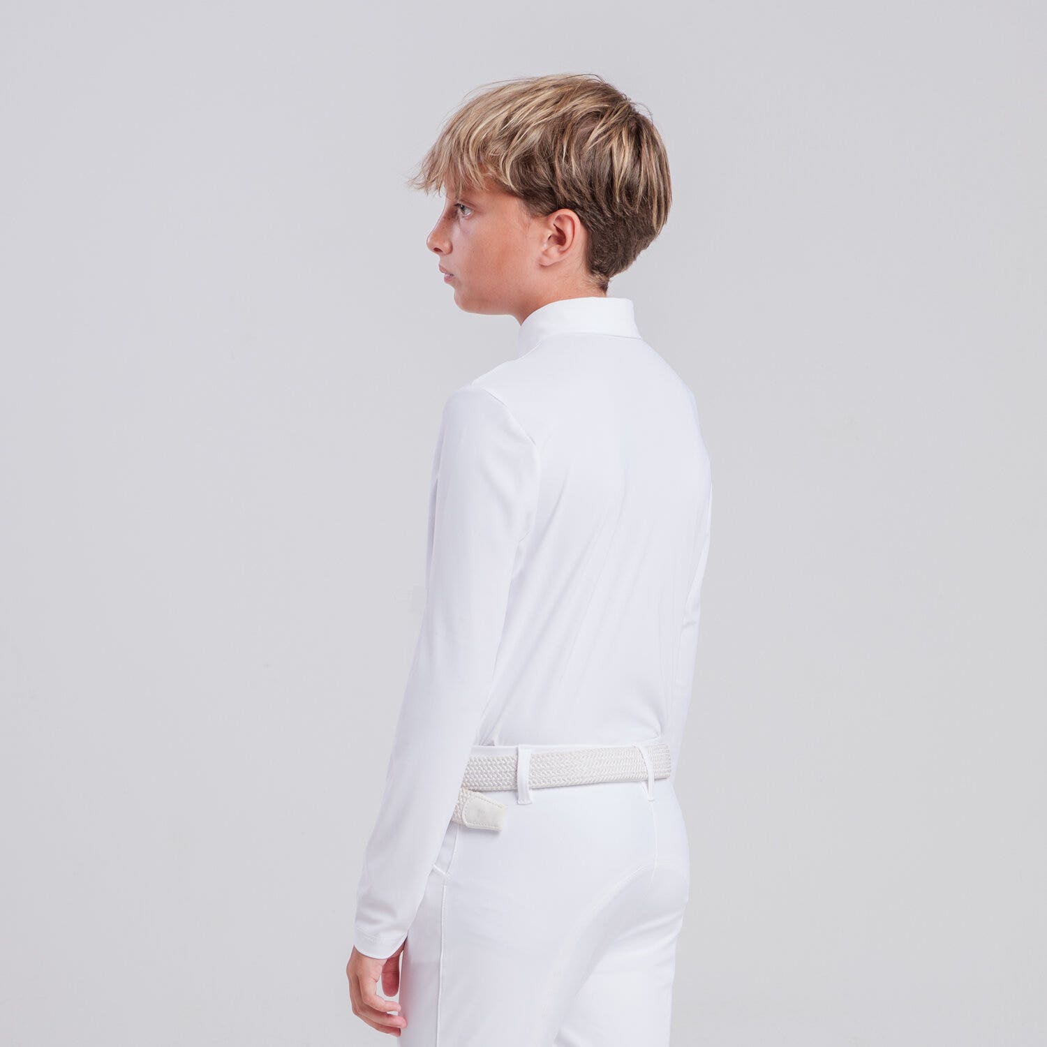 Cavalleria Toscana Boys’ competition polo with embroidery WHITE-3