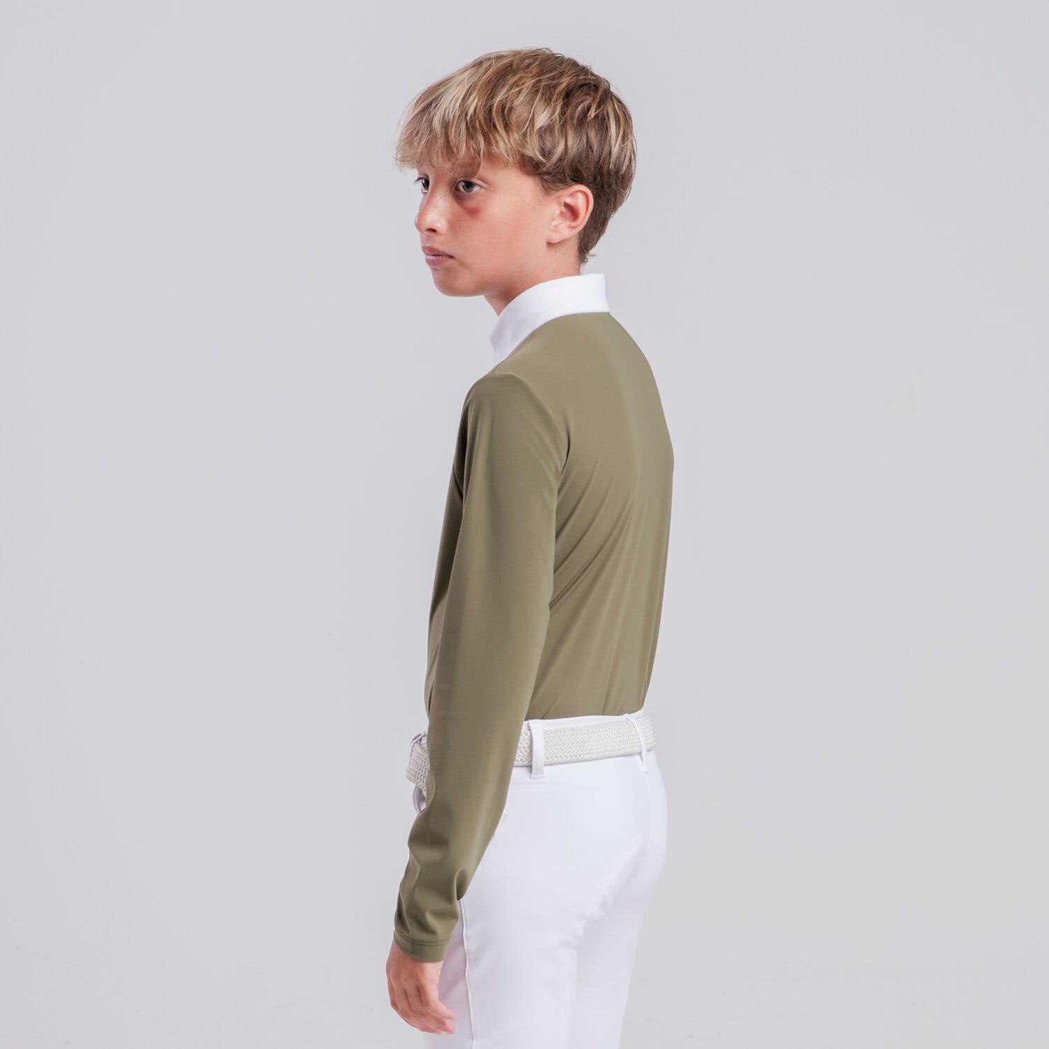 Cavalleria Toscana Boys’ competition polo with embroidery WINTERMOSS/WHITE-3