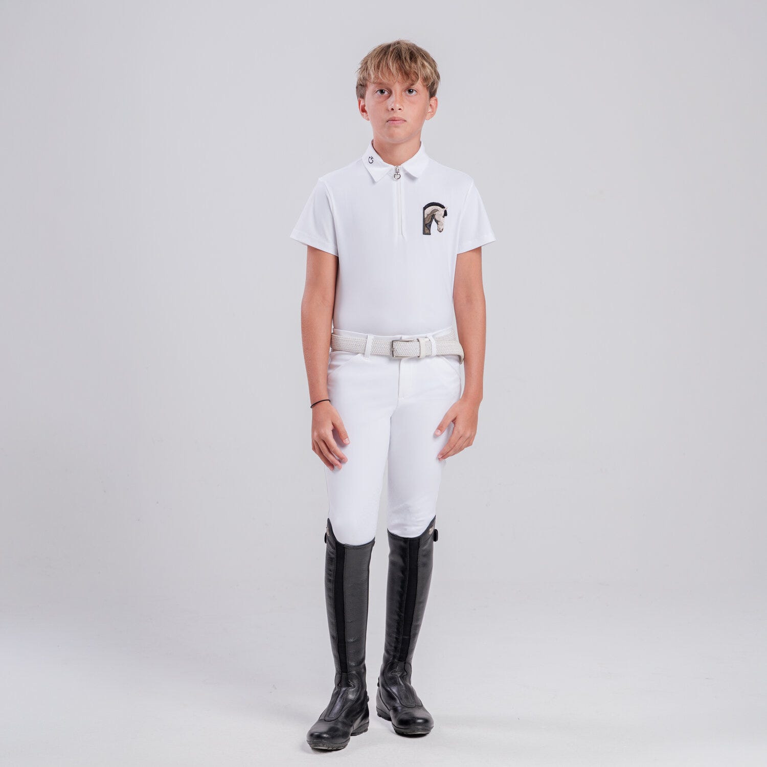 Boys’ technical polo with horse patch