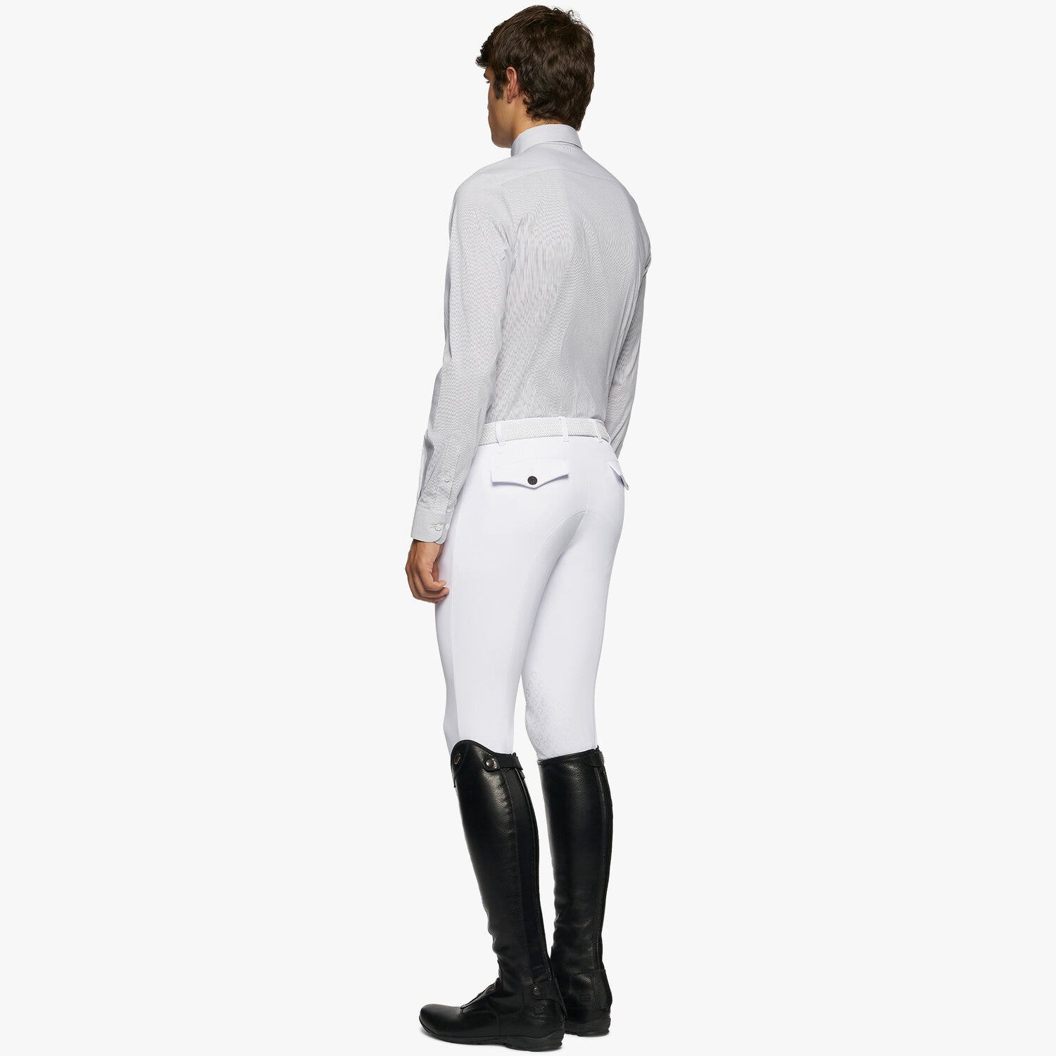 Cavalleria Toscana Men's button-down long-sleeved shirt. WHITE/BLACK LINE-3