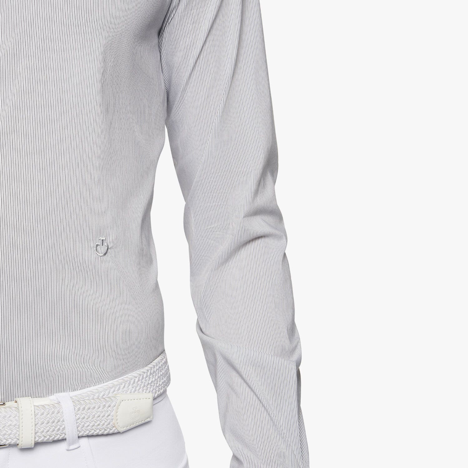 Cavalleria Toscana Men's button-down long-sleeved shirt. WHITE/BLACK LINE-4