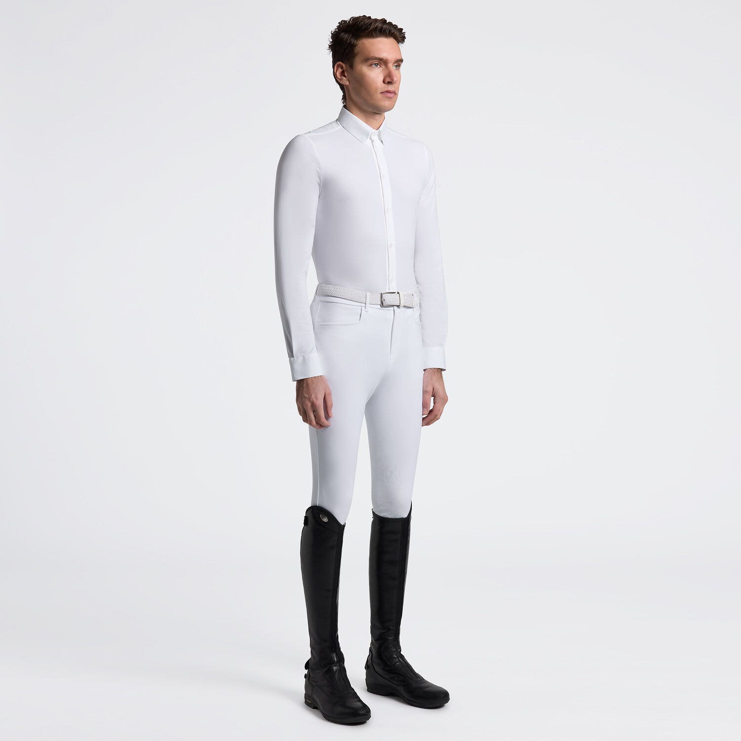 Cavalleria Toscana Men's Long Sleeve Riding Shirt | Cavalleria Toscana WHITE-1