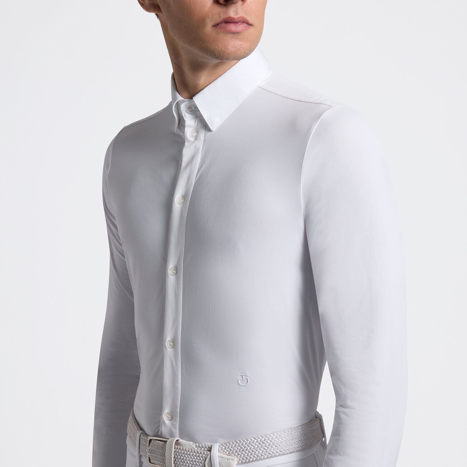 Cavalleria Toscana Men's Long Sleeve Riding Shirt | Cavalleria Toscana WHITE-3