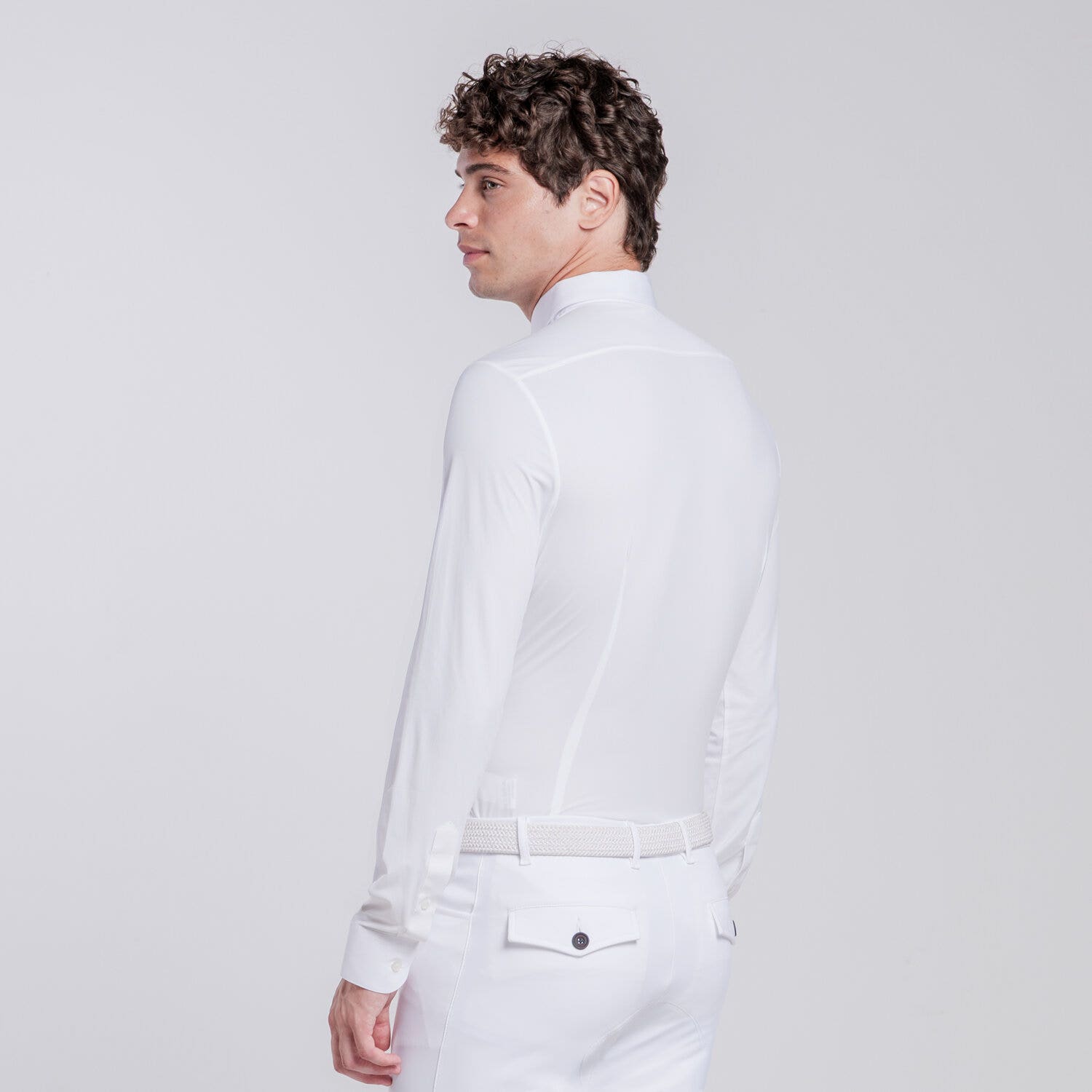 Cavalleria Toscana Men's Long Sleeve Riding Shirt | Cavalleria Toscana WHITE-3