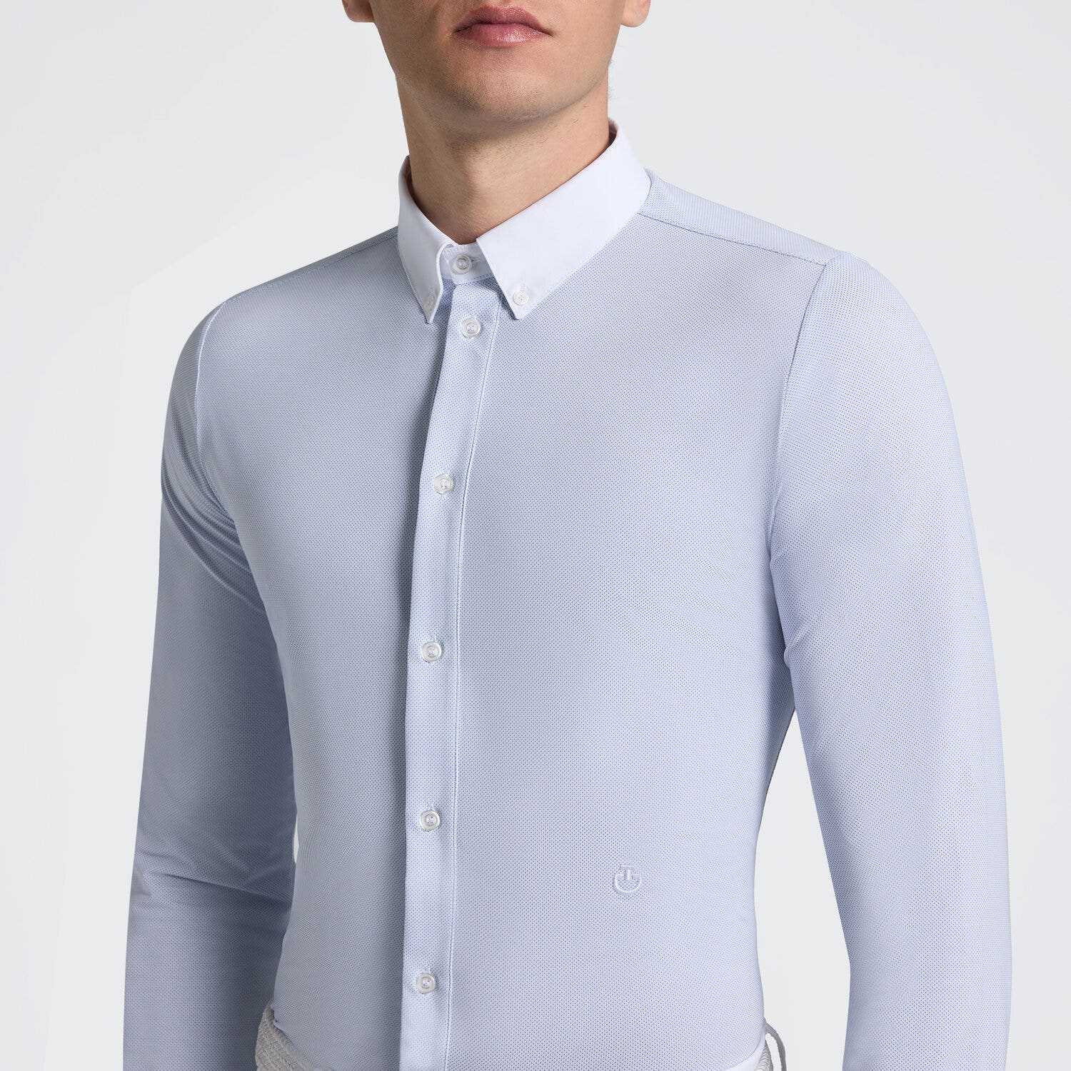 Cavalleria Toscana Men's Long Sleeve Riding Shirt | Cavalleria Toscana OXFORD BLUE PRINT-3